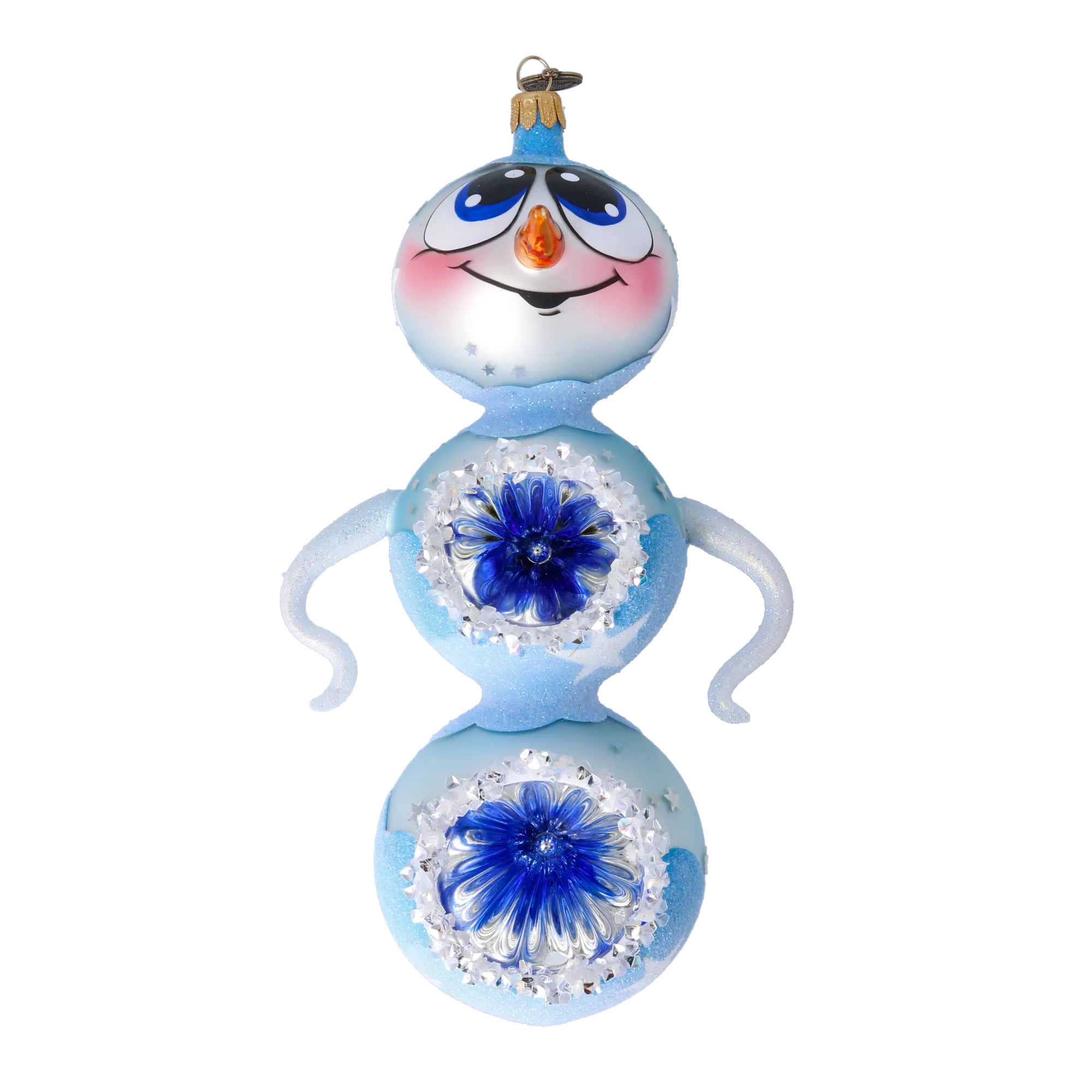 Snowman Shine. Handmade Glass Christmas ornament. 2022-417