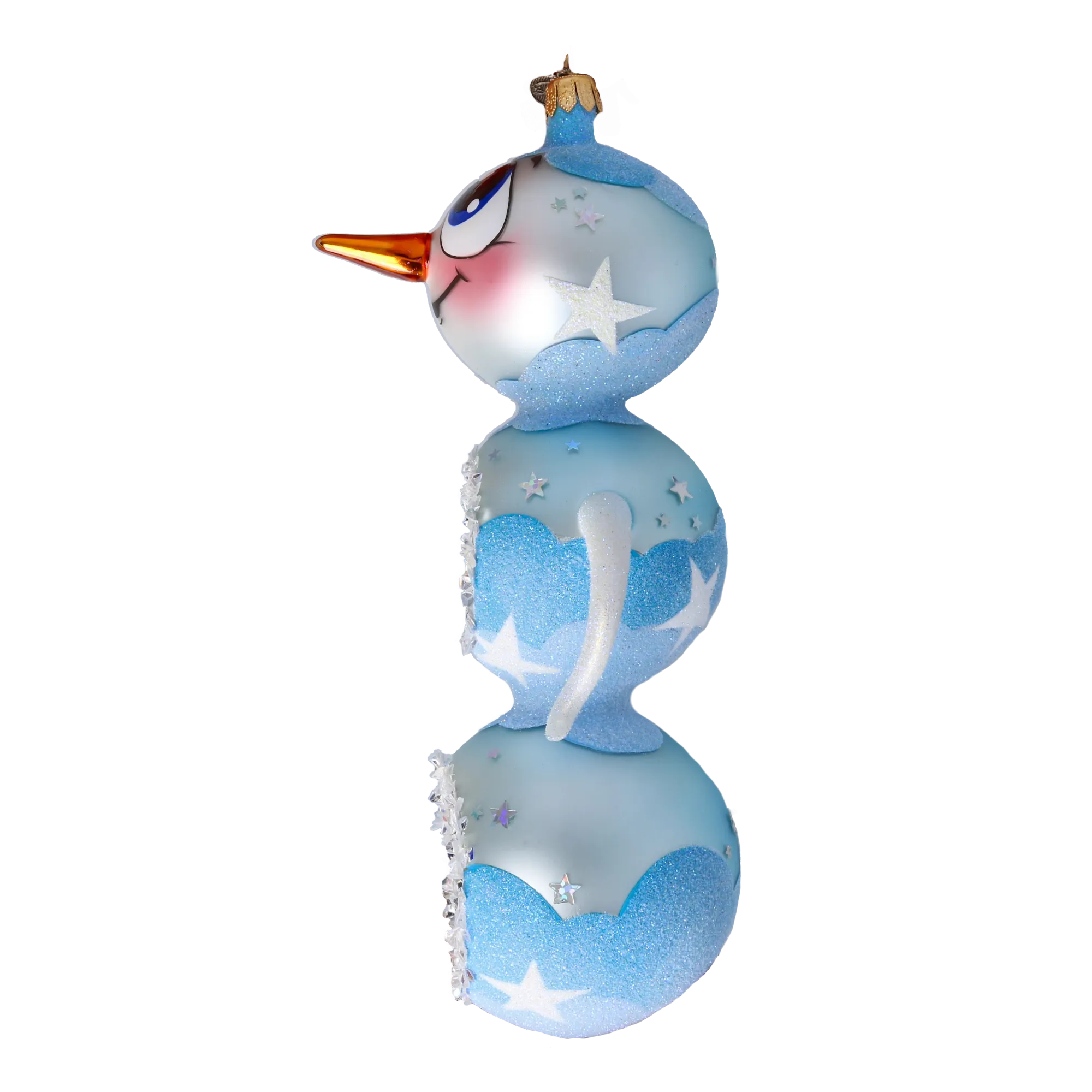 Snowman Shine. Handmade Glass Christmas ornament. 2022-417