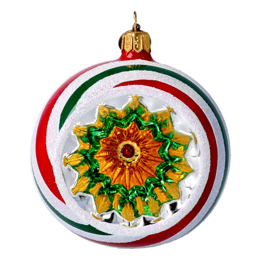Crimson and Emerald Radiant Starburst Premium christmas glass ornament 2022-431