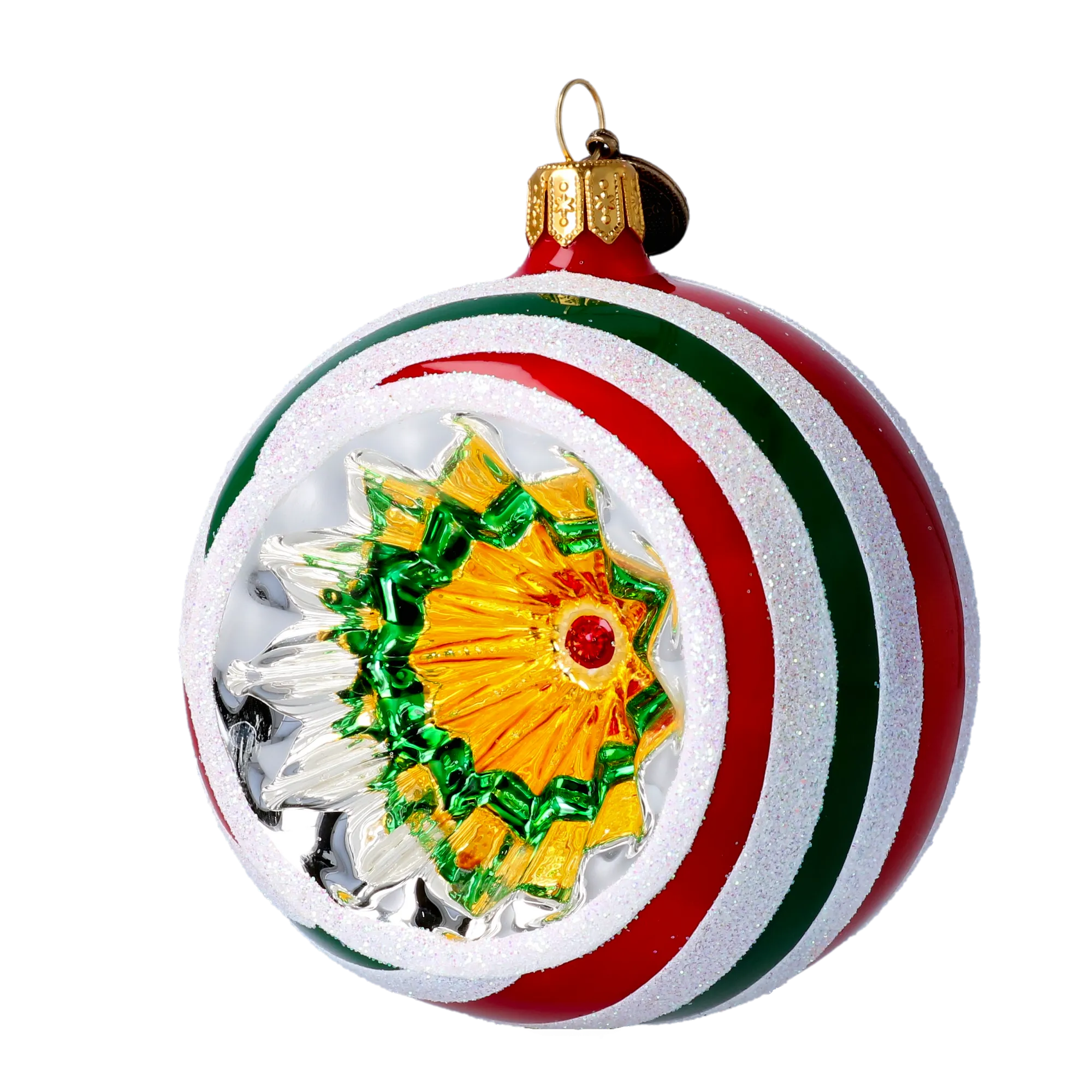 Crimson and Emerald Radiant Starburst Premium christmas glass ornament 2022-431