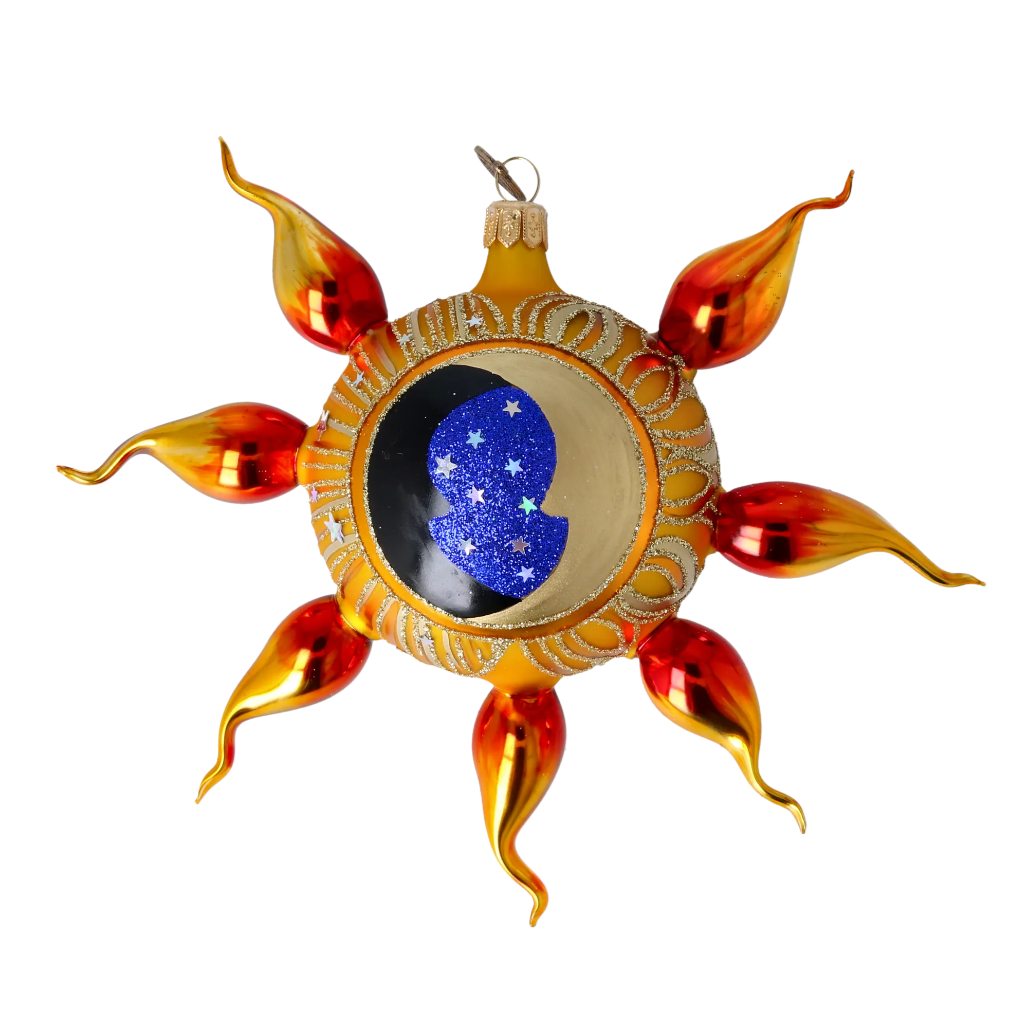 Sunshine with a spotlight. Handmade Glass Christmas ornament. 2022-434