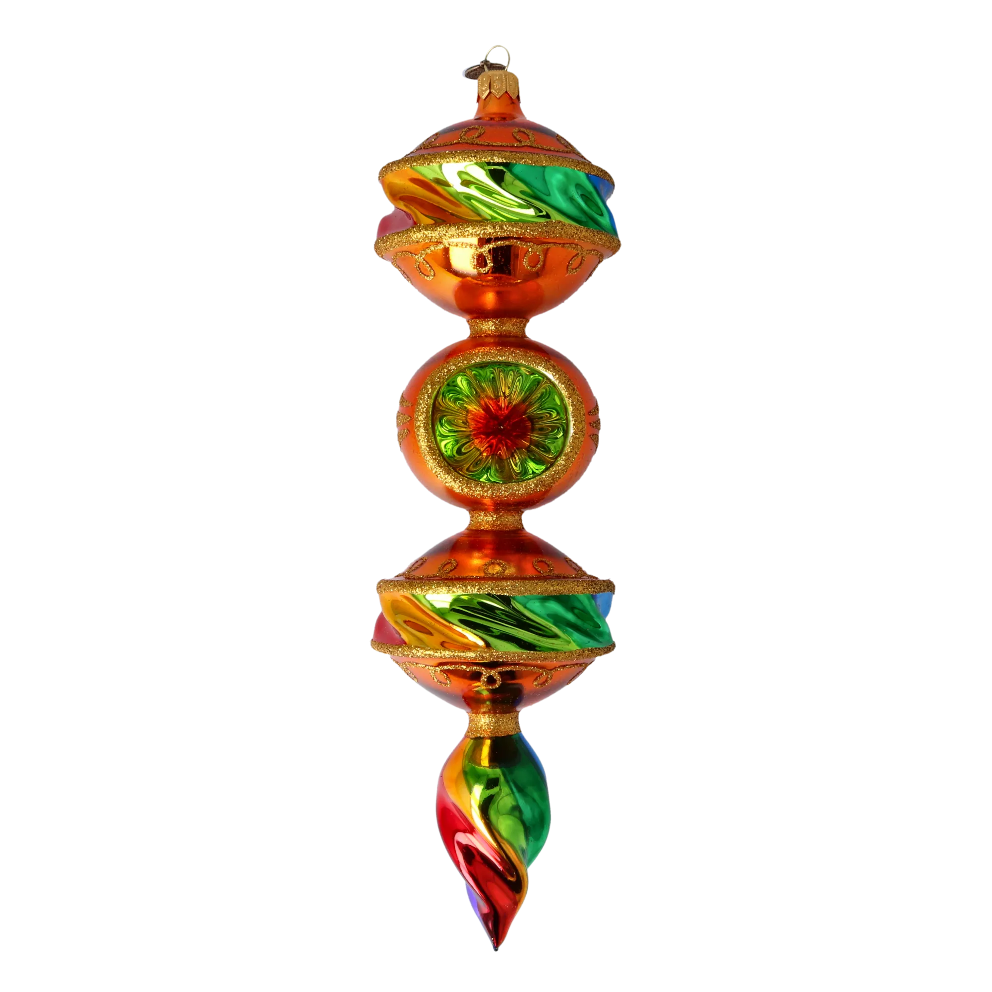Rainbow Glow - Drop. Handmade Glass Christmas ornament. 2022-435