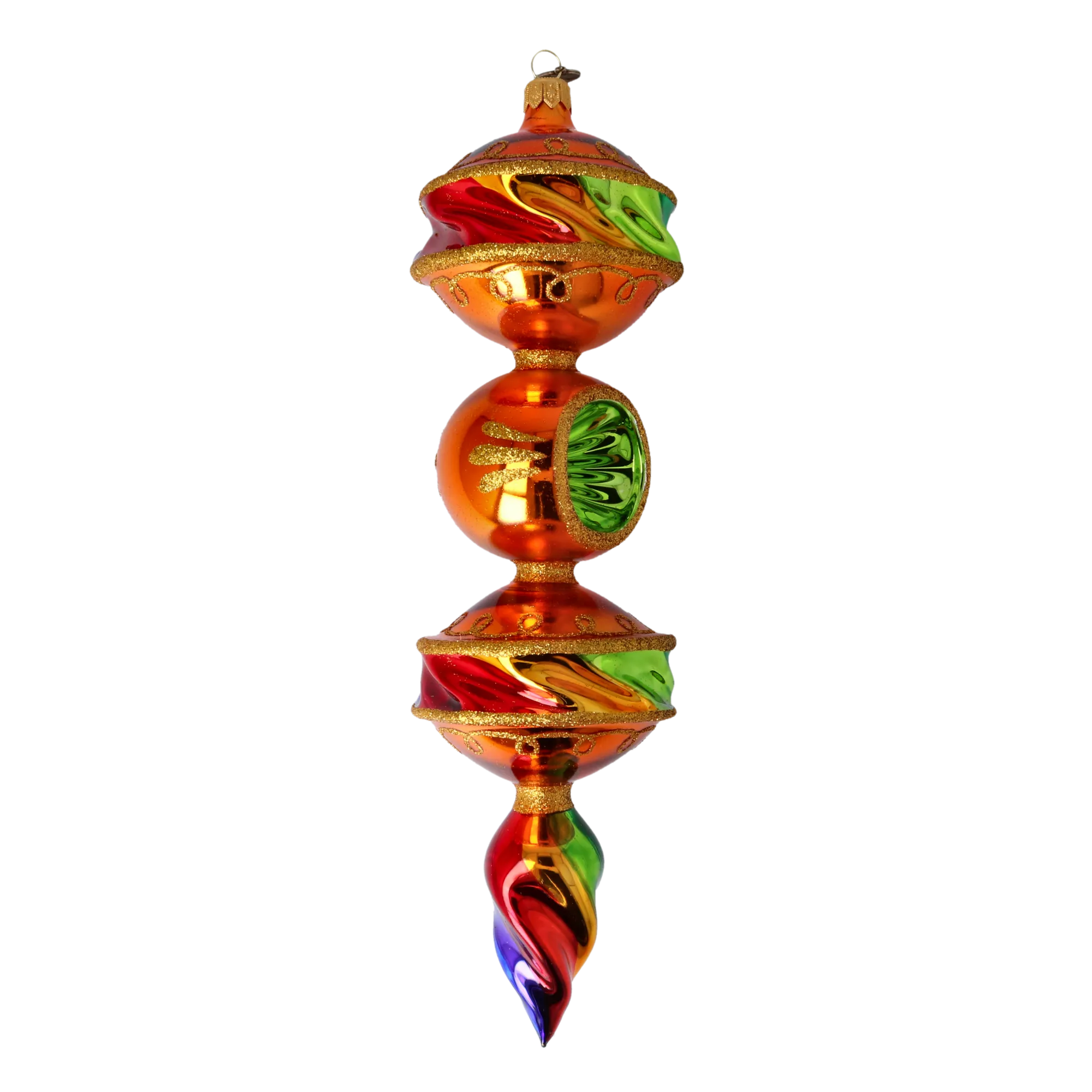 Amber Meridian Echo | Hand-Painted Glass Ornament | Blubom 2022-435