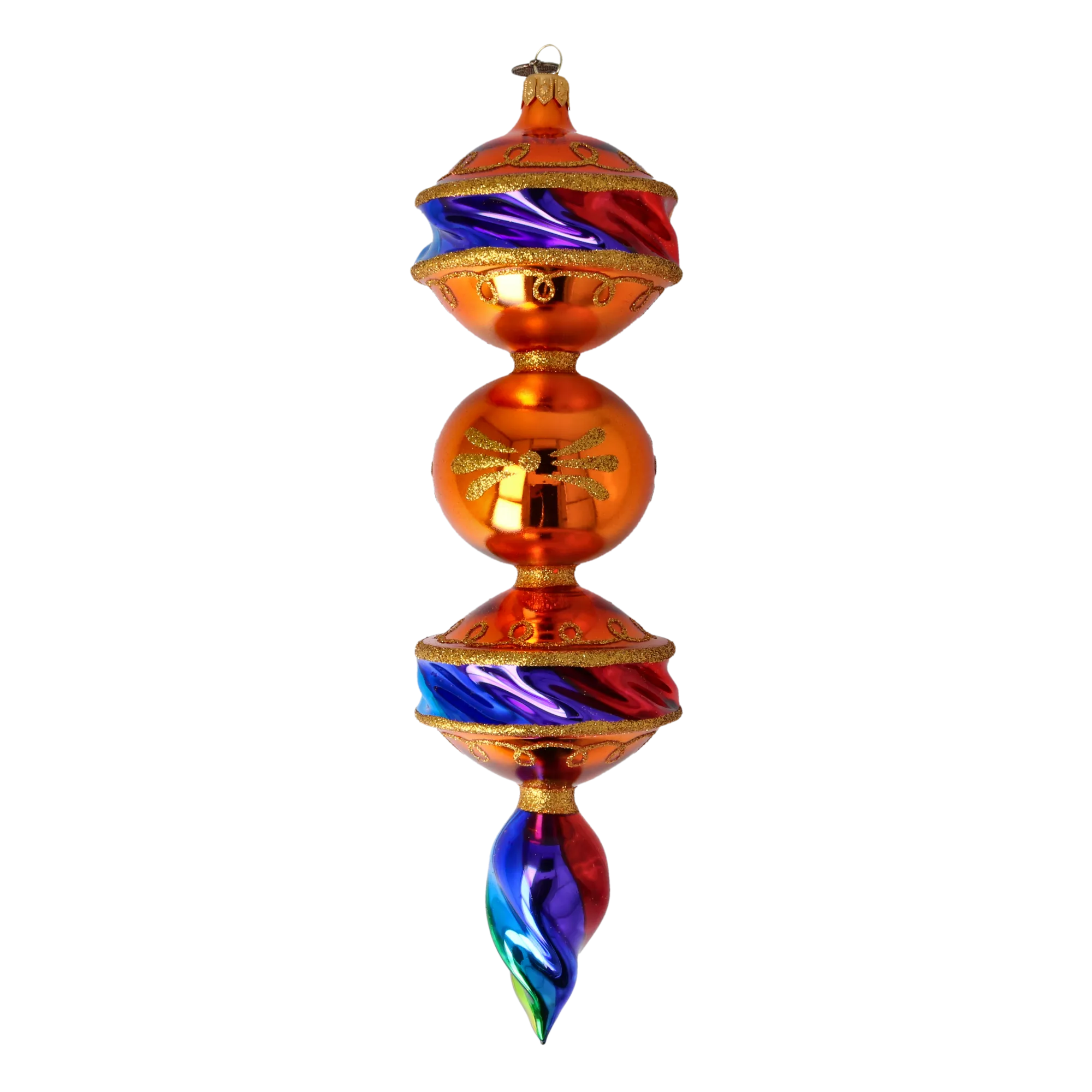 Rainbow Glow - Drop. Handmade Glass Christmas ornament. 2022-435