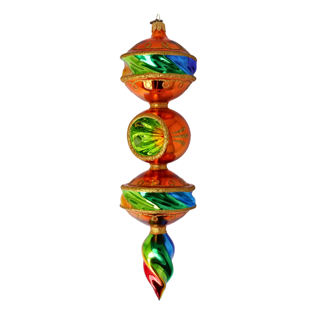 Amber Meridian Echo | Hand-Painted Glass Ornament | Blubom 2022-435