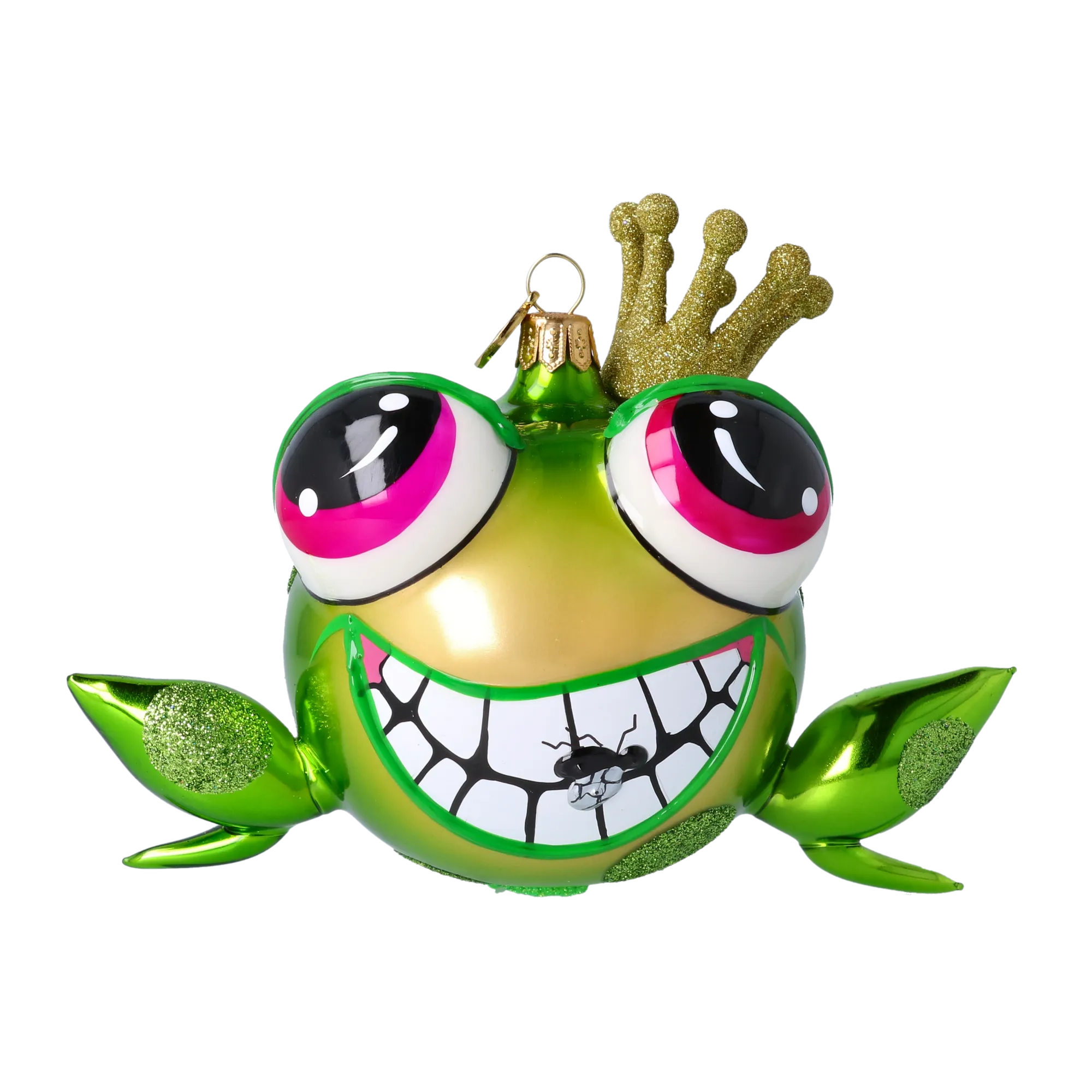 Frog - The Prince in the Crown. Handmade Glass Christmas ornament. 2022-436
