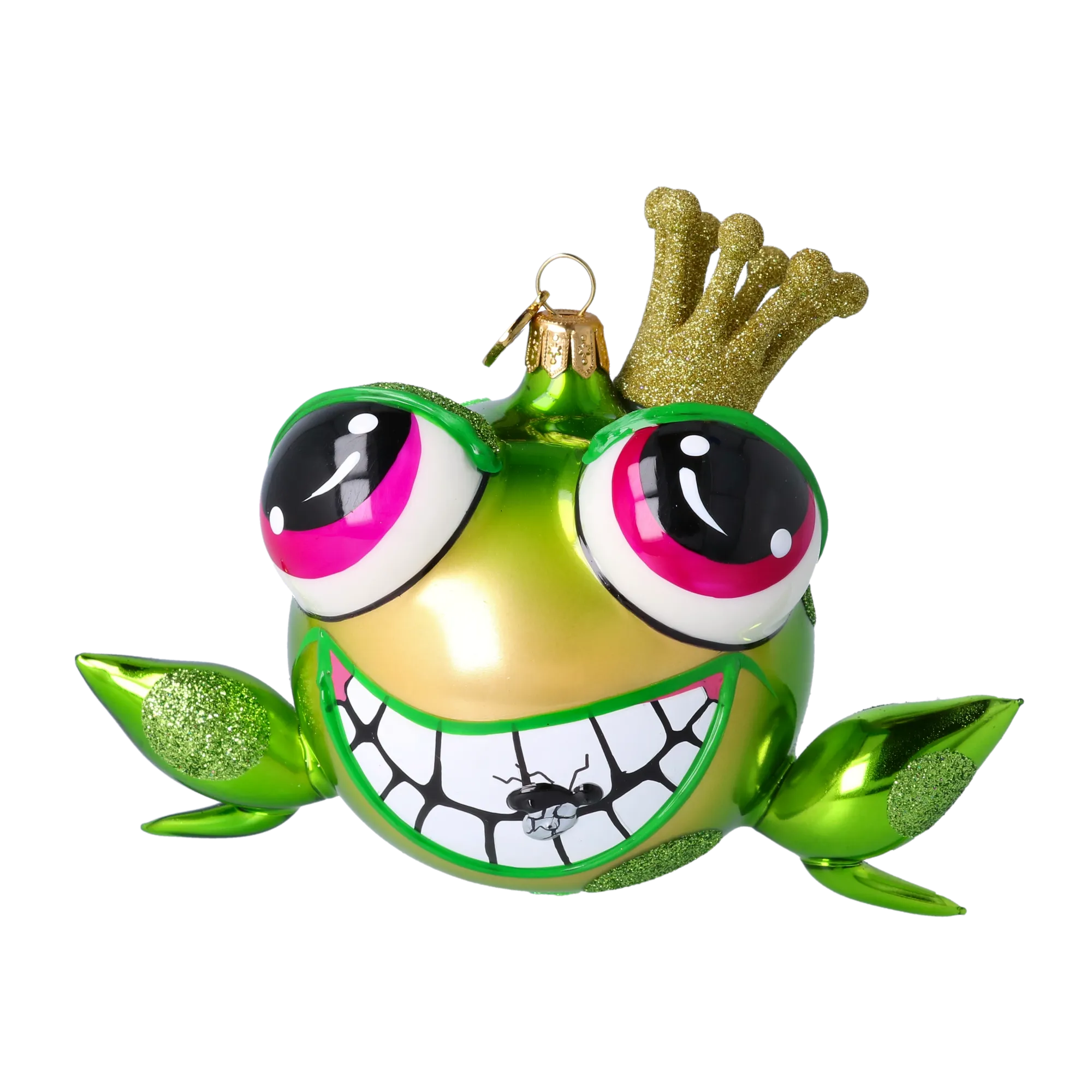 Frog - The Prince in the Crown. Handmade Glass Christmas ornament. 2022-436