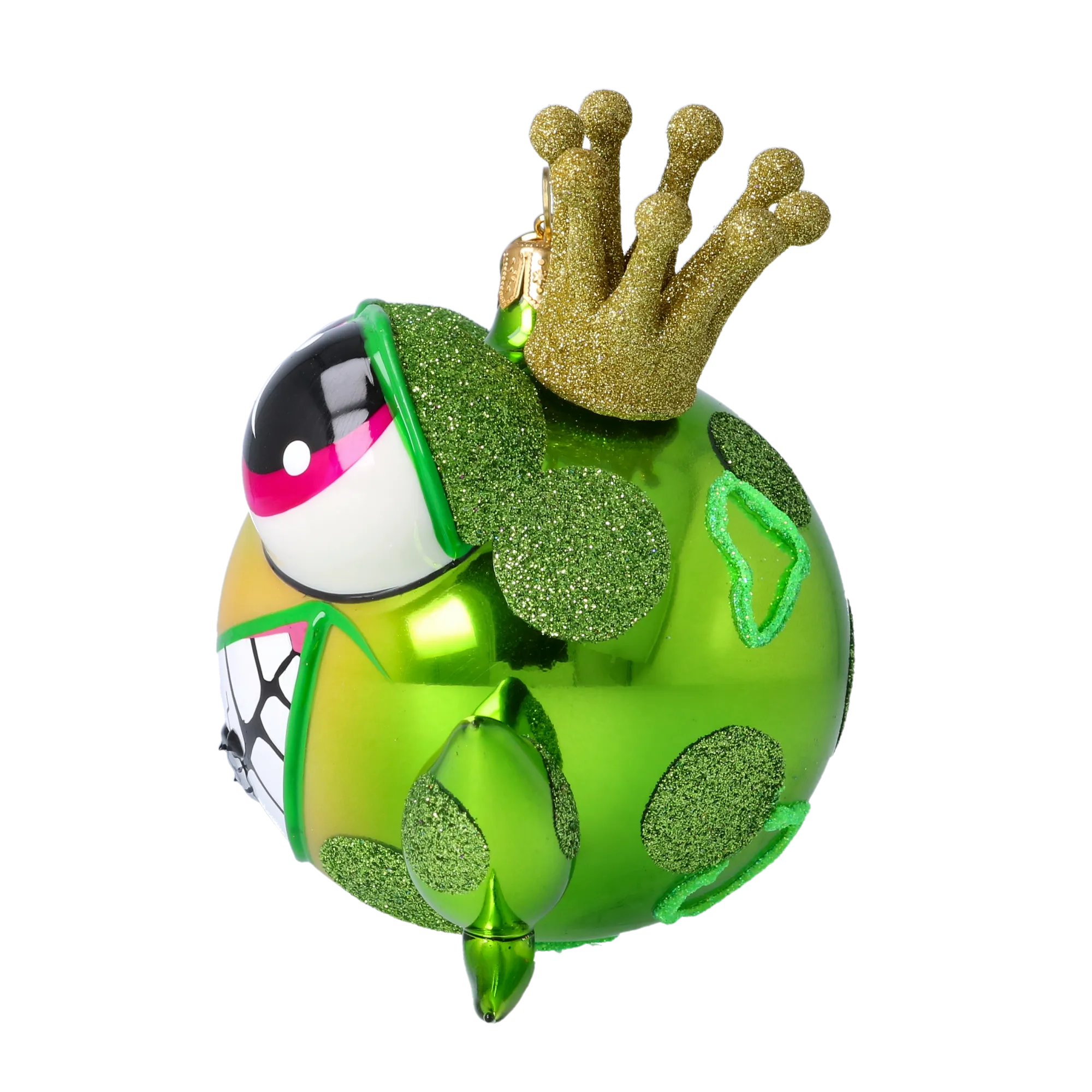 Frog - The Prince in the Crown. Handmade Glass Christmas ornament. 2022-436