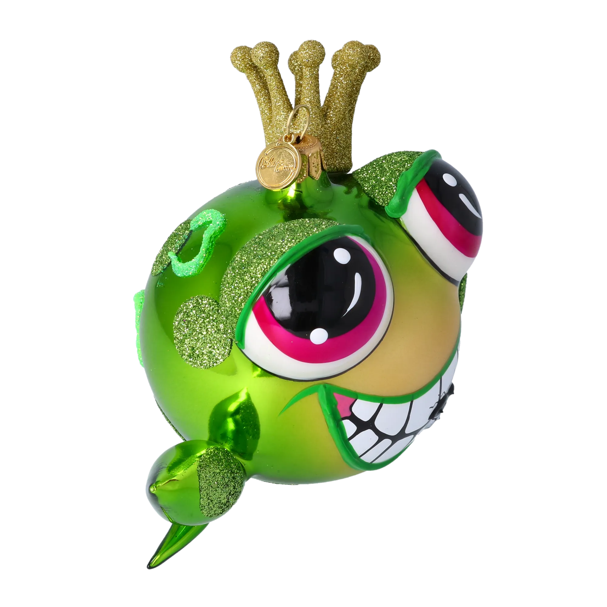 Frog - The Prince in the Crown. Handmade Glass Christmas ornament. 2022-436