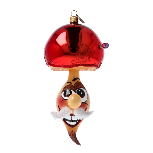 Grzybek Z Wąsem Szklana Ozdoba