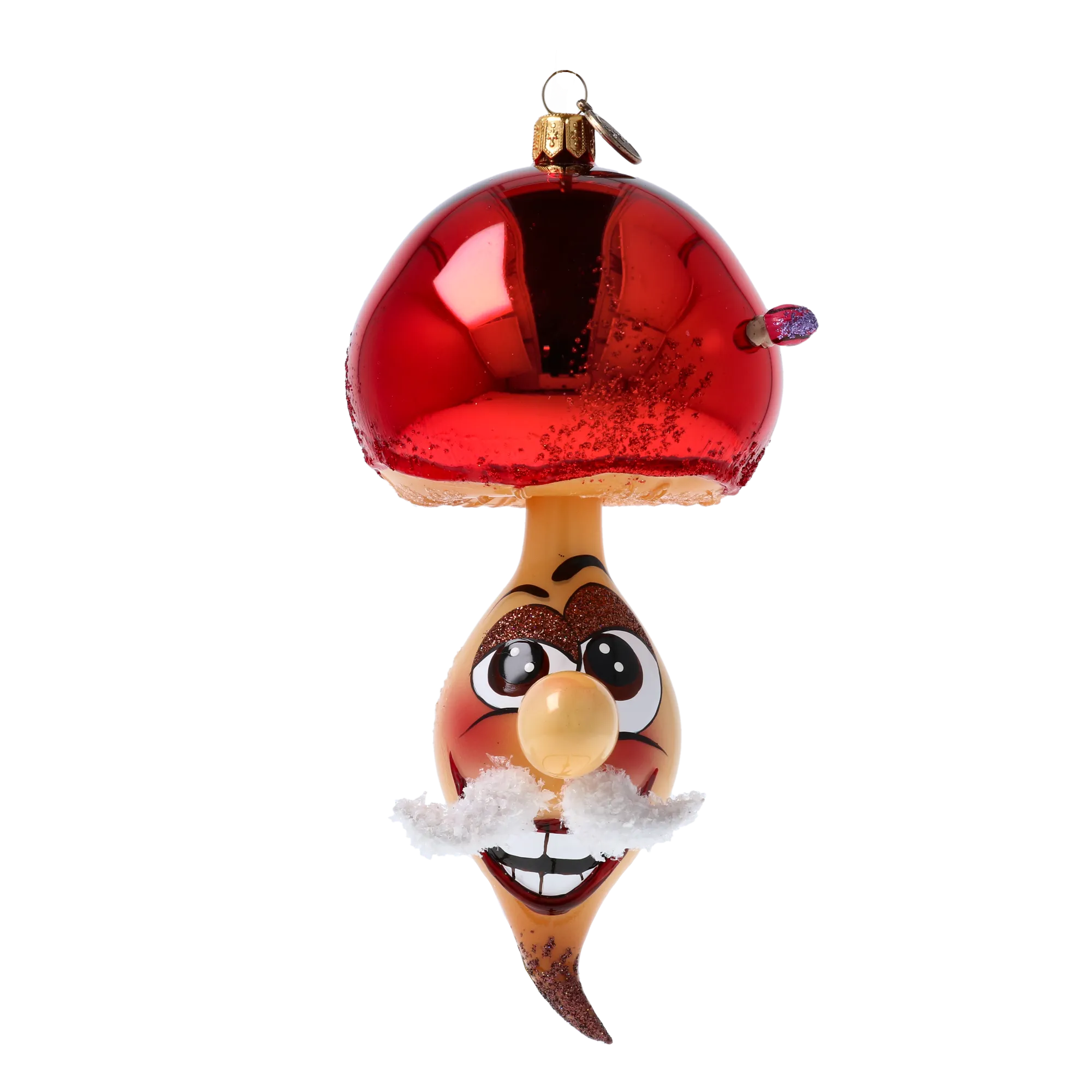 Mustachioed Scarlet Mushroom Premium christmas glass ornament 2022-448