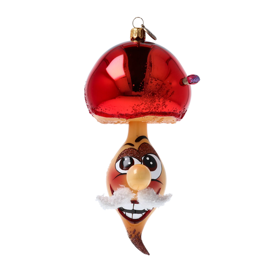Mustachioed Scarlet Mushroom Premium christmas glass ornament 2022-448