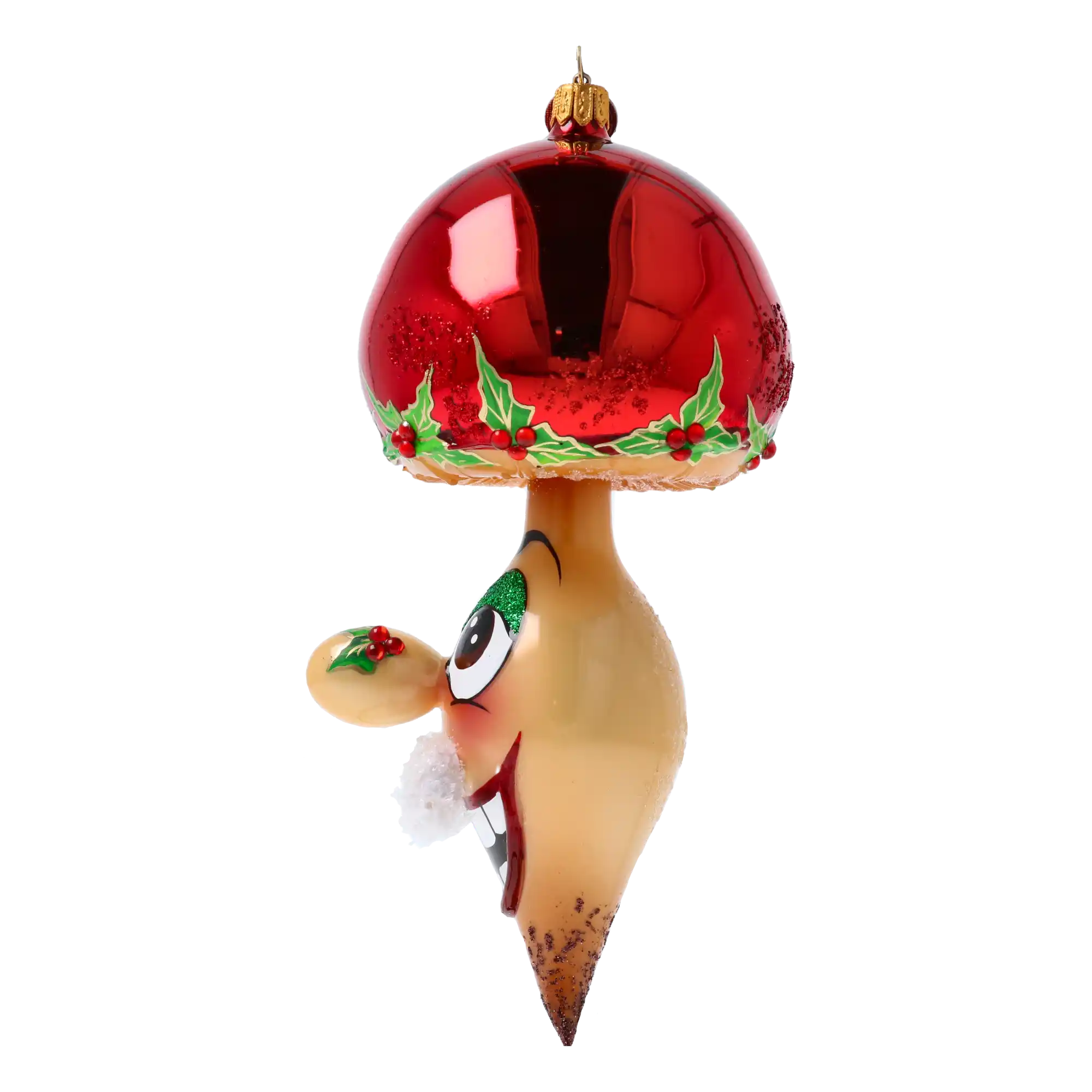Grzybek z Wąsem Szklana Ozdoba Choinkowa bombka