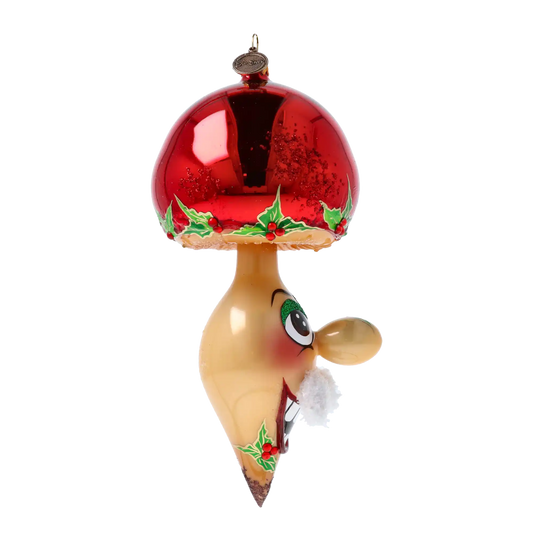 Grzybek z Wąsem Szklana Ozdoba Choinkowa bombka