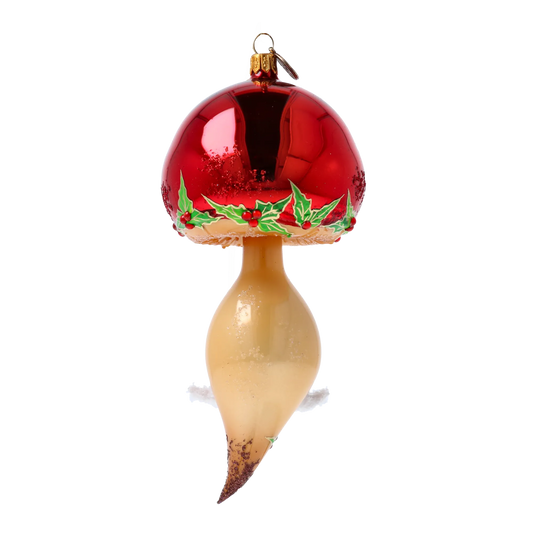 Scarlet Moustachioed Mushroom Premium christmas glass ornament 2022-450