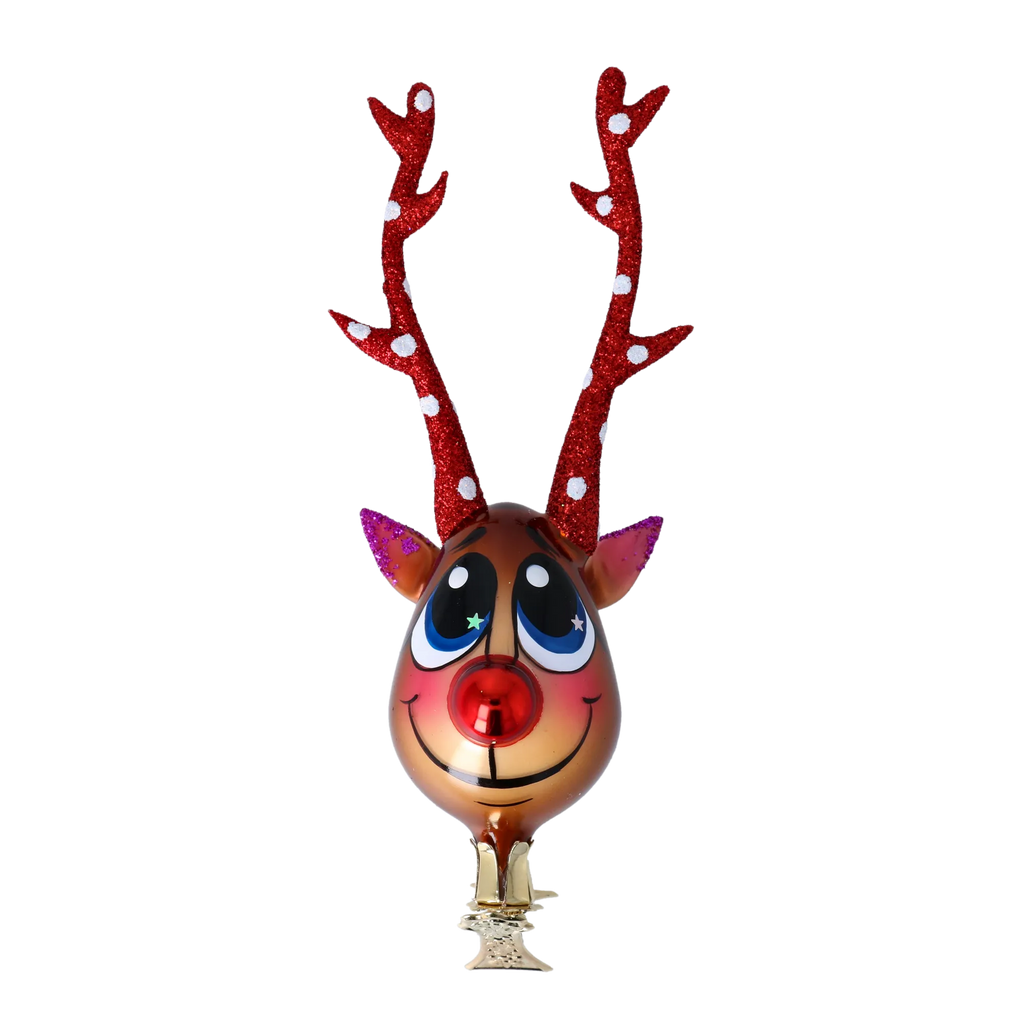 Scarlet Antlered Stargazer | Hand-Painted Glass Ornament | Blubom 2022-453