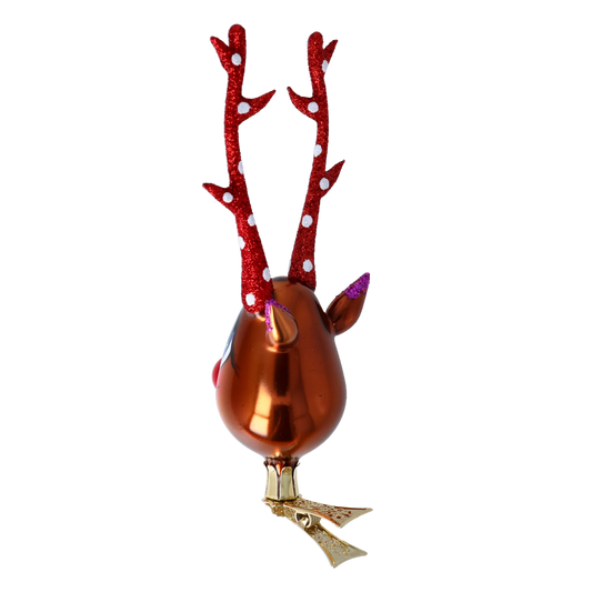 Rudy the Sparkling Reindeer Handmade Glass Christmas ornament free blowing 2022-453