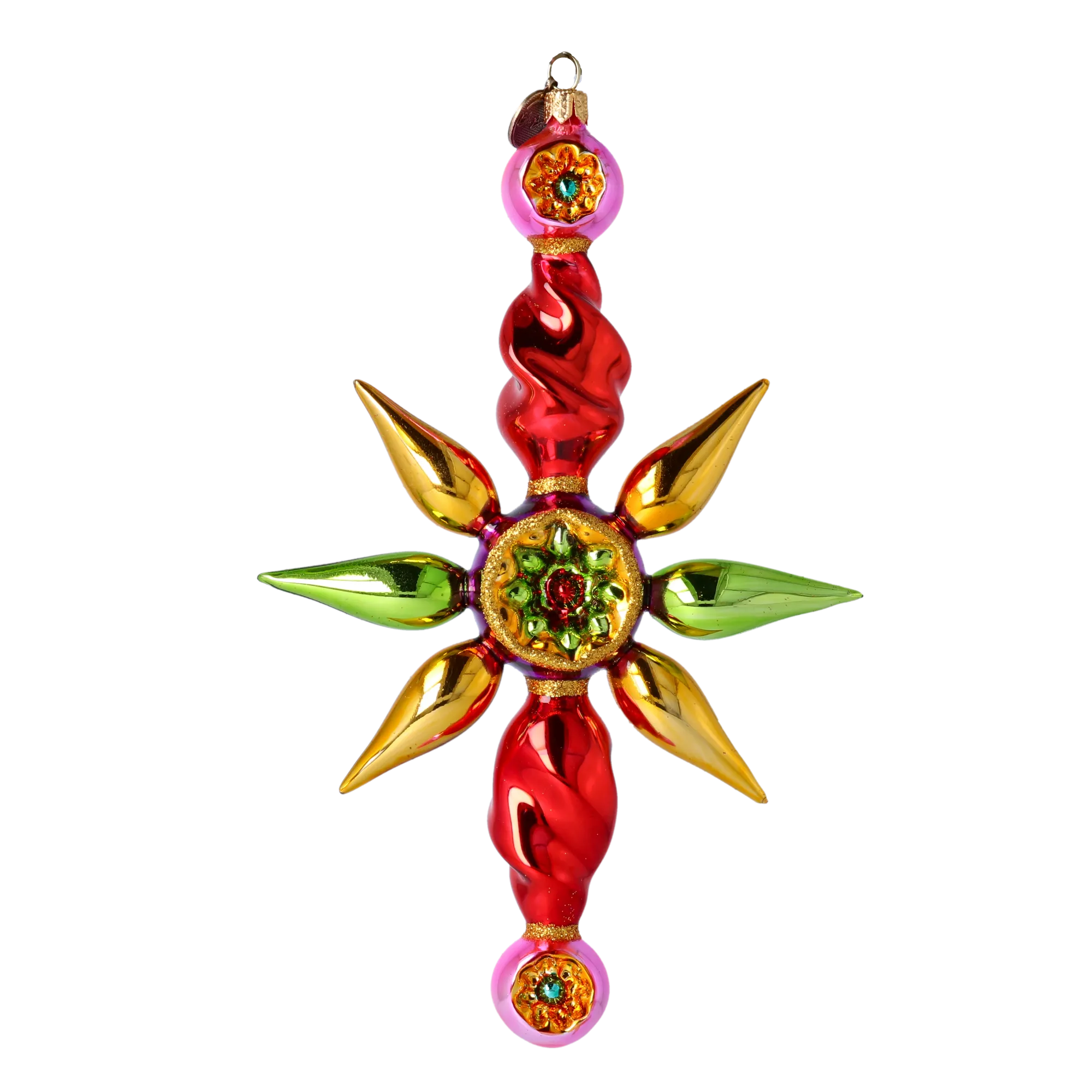 Ruby Meridian Pulse | Hand-Painted Glass Ornament | Blubom 2022-460