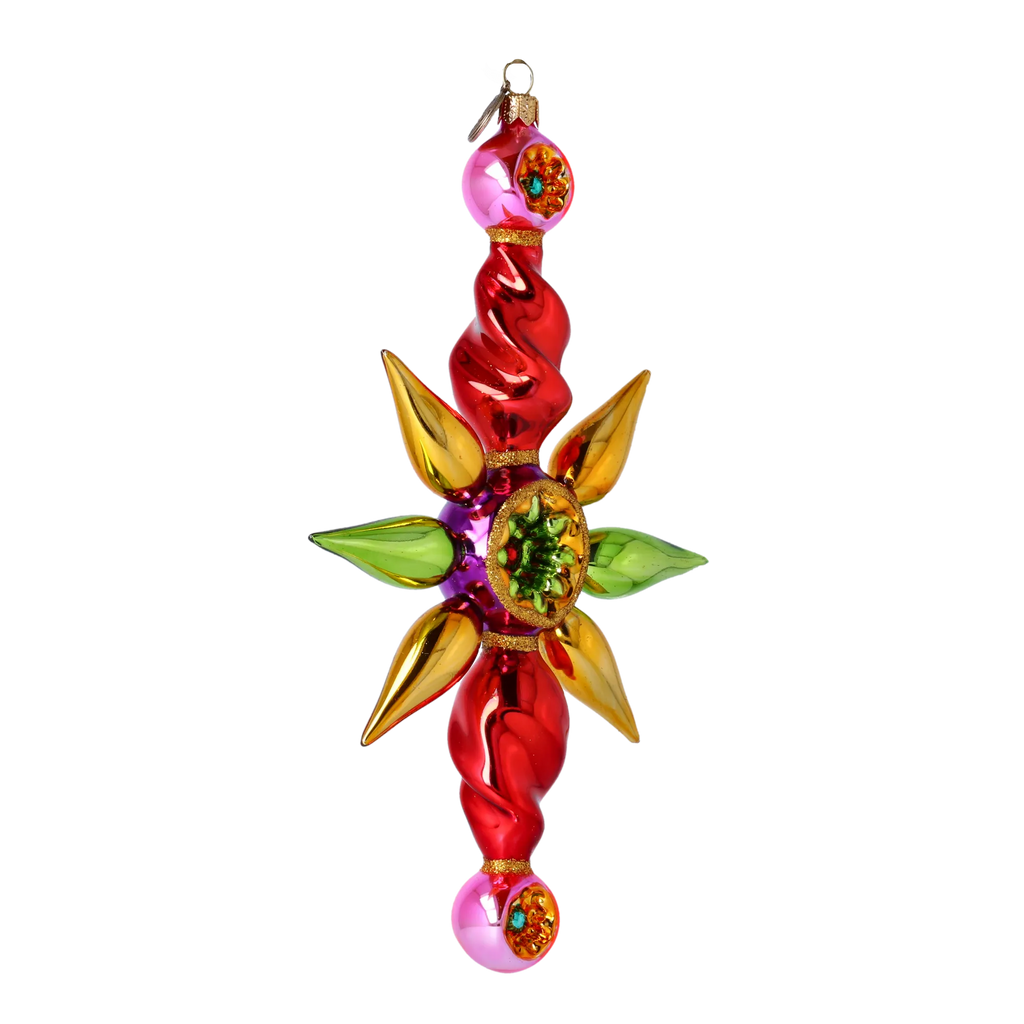 Ruby Meridian Pulse | Hand-Painted Glass Ornament | Blubom 2022-460