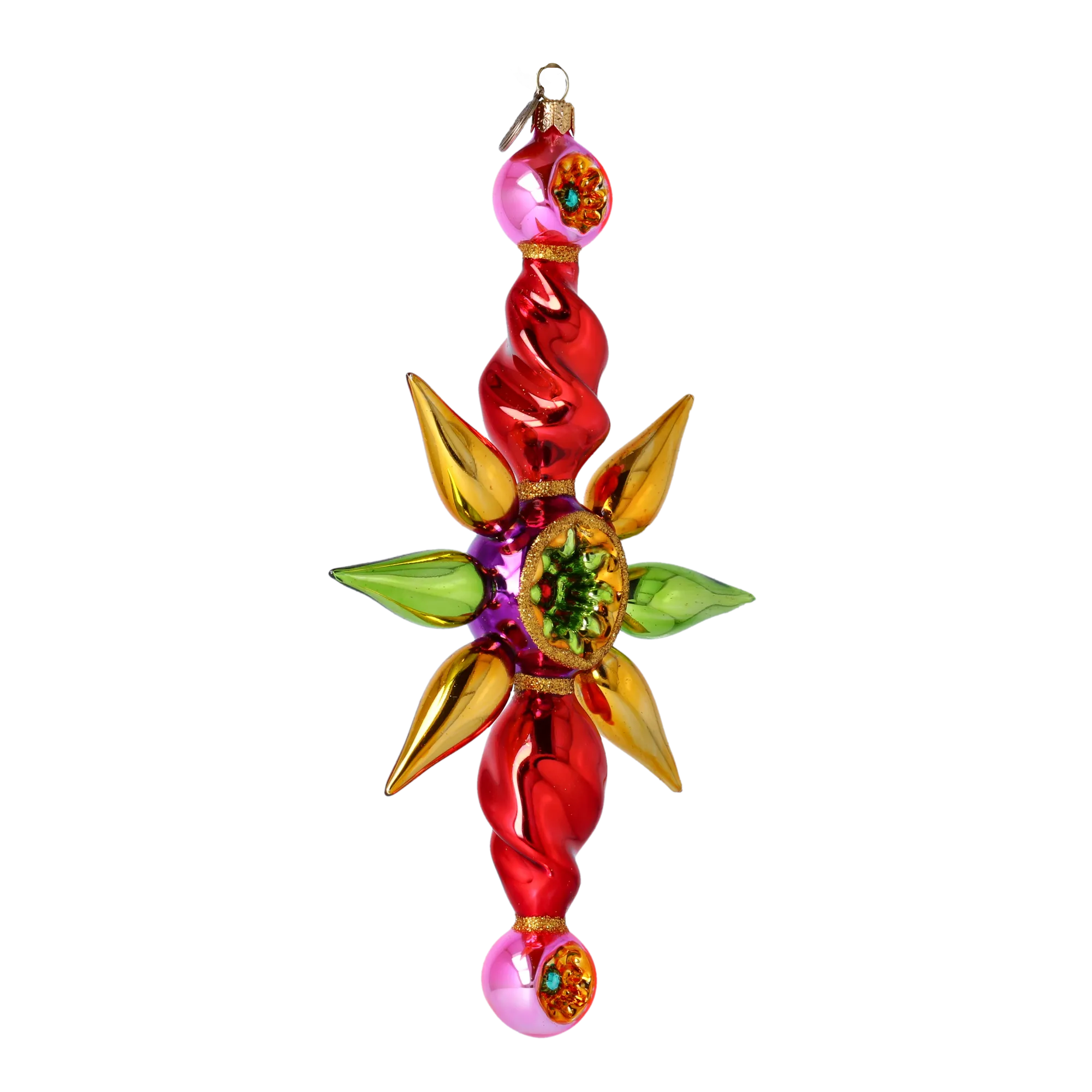 Ruby Meridian Pulse | Hand-Painted Glass Ornament | Blubom 2022-460