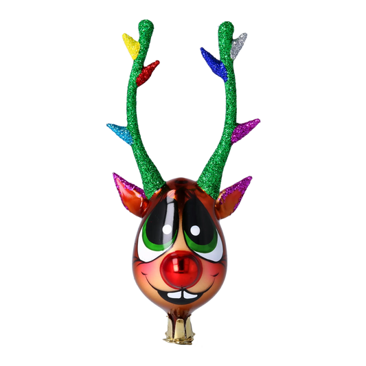 Color Pop Antlers – Reindeer Glass Clip Ornament Handmade Glass Christmas ornament free blowing 2022-465