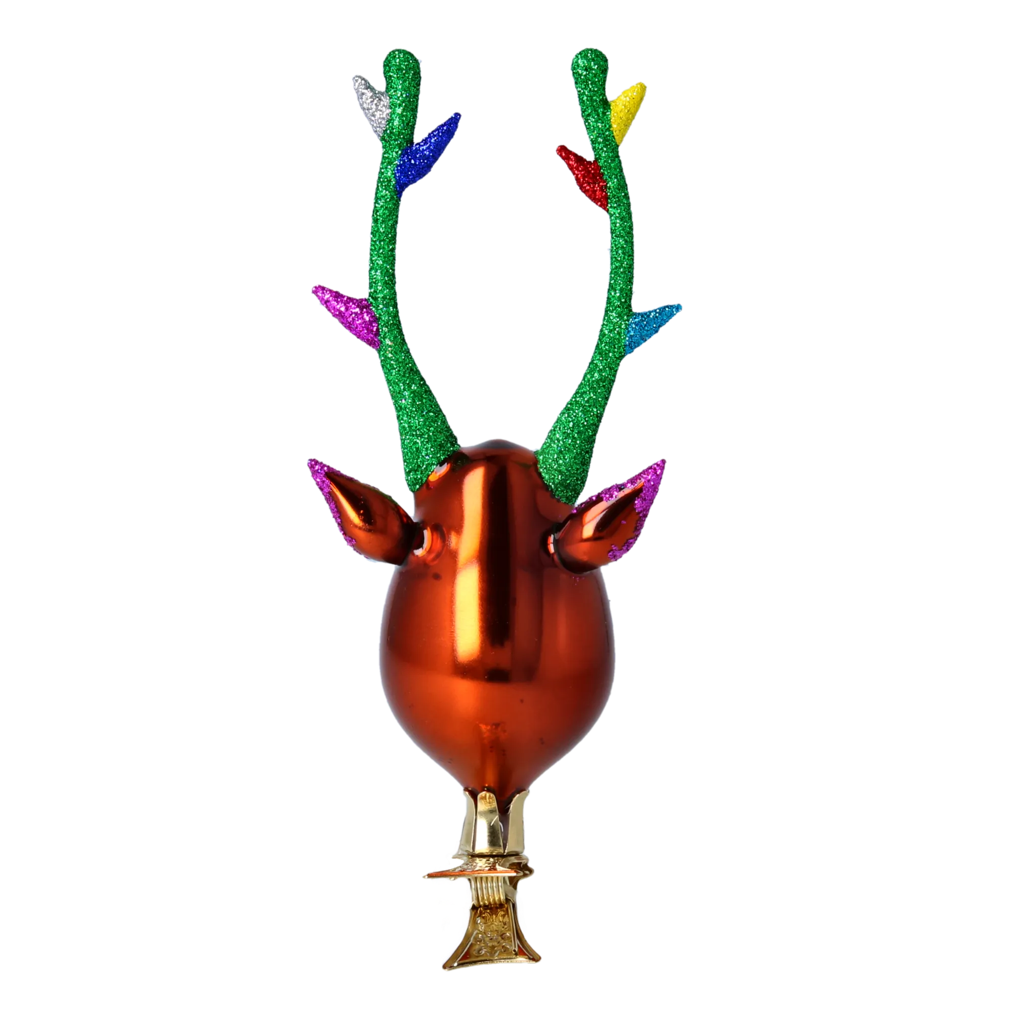 Color Pop Antlers – Reindeer Glass Clip Ornament Handmade Glass Christmas ornament free blowing 2022-465