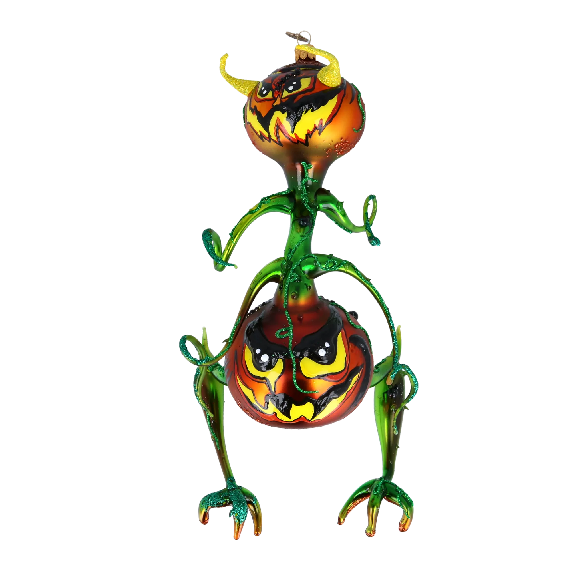 Gilded Horned Pumpkin Ghoul Premium christmas glass ornament 2022-466