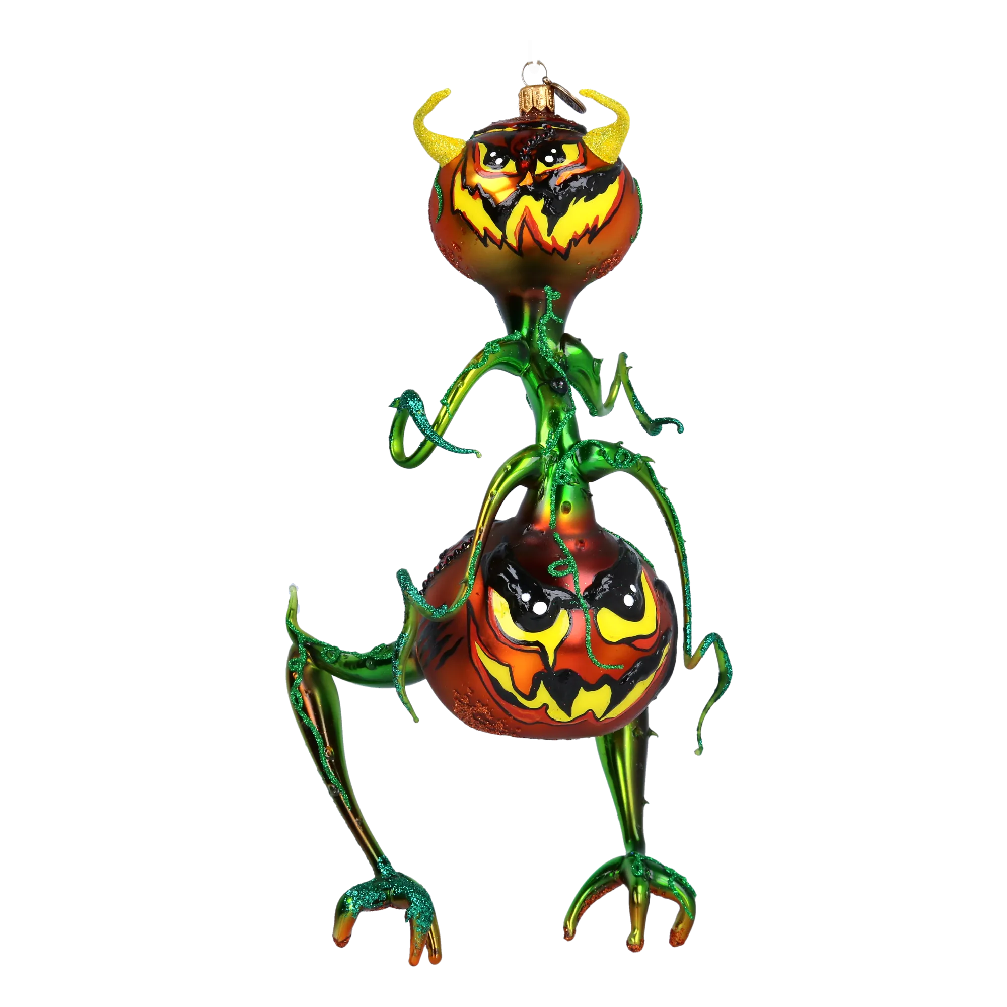 Gilded Horned Pumpkin Ghoul Premium christmas glass ornament 2022-466