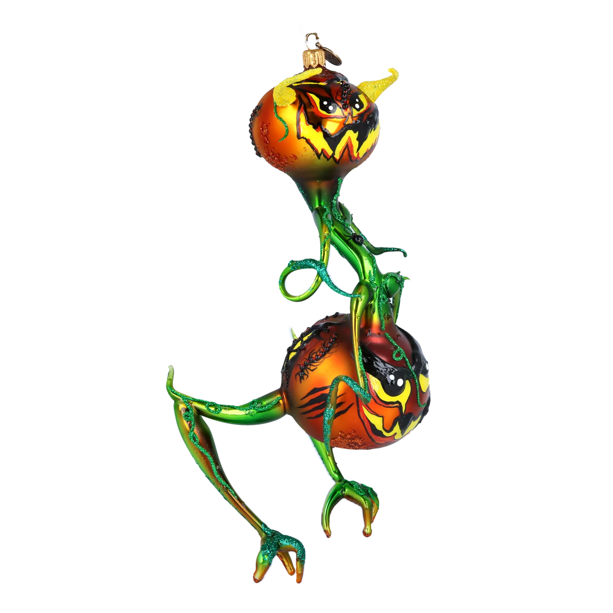 Gilded Horned Pumpkin Ghoul Premium christmas glass ornament 2022-466