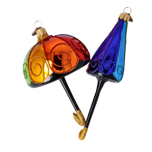 Vibrant Rainbow Parasols Premium christmas glass ornament 2022-468