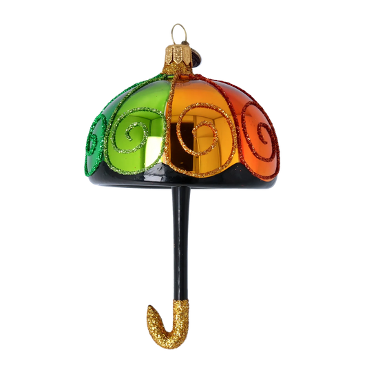 Vibrant Rainbow Parasols Premium christmas glass ornament 2022-468