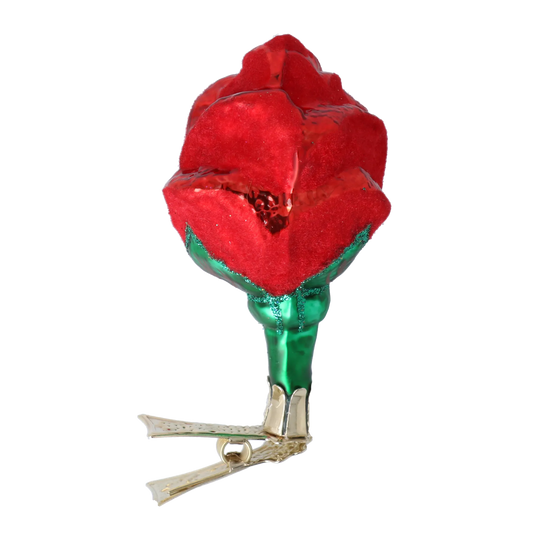 Velvet Crimson Rosebud Premium christmas glass ornament 2022-469