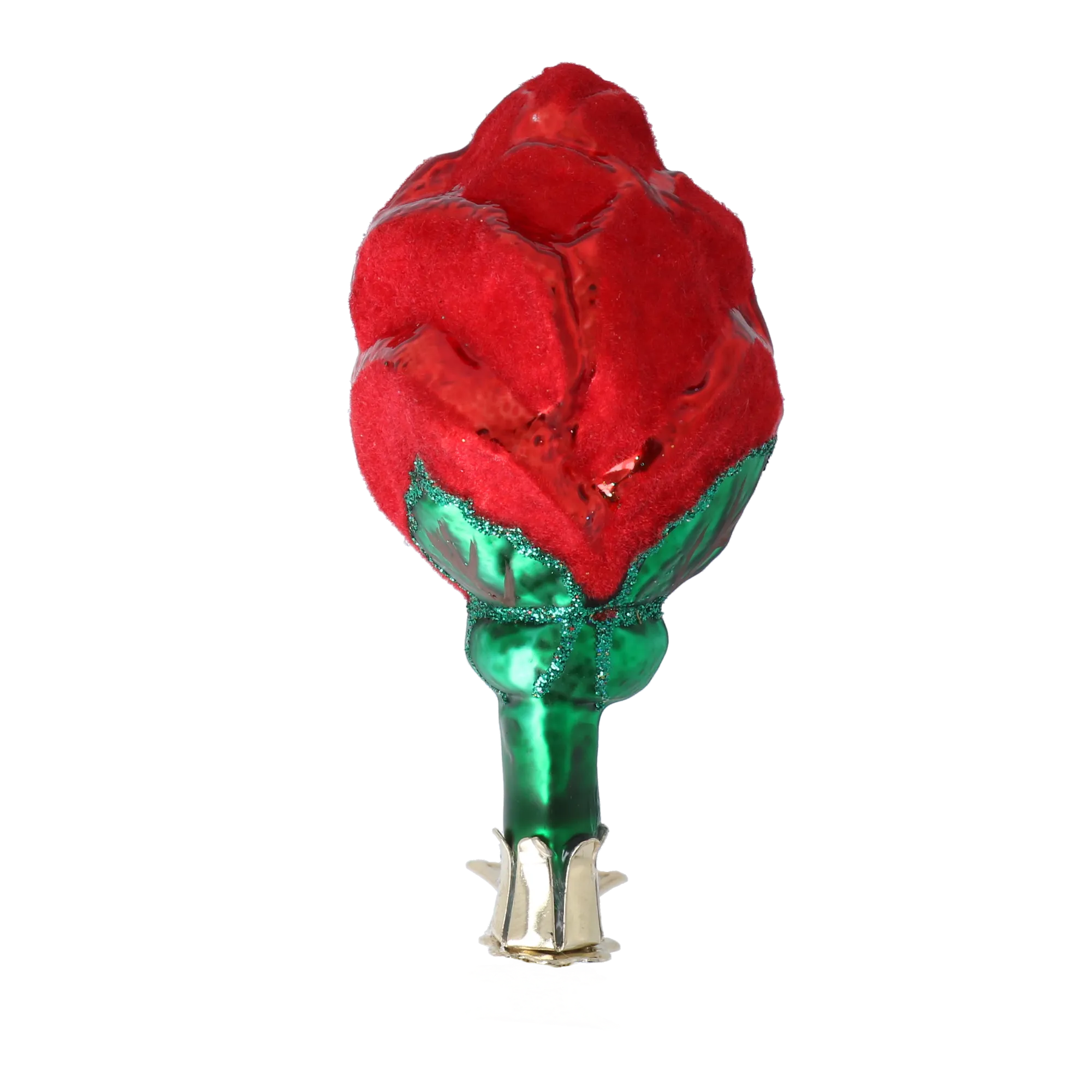 Velvet Crimson Rosebud Premium christmas glass ornament 2022-469