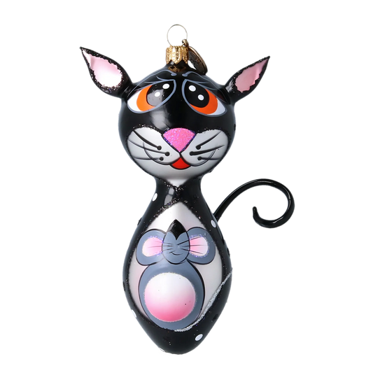 Midnight Cat and Mouse Premium christmas glass ornament 2022-471