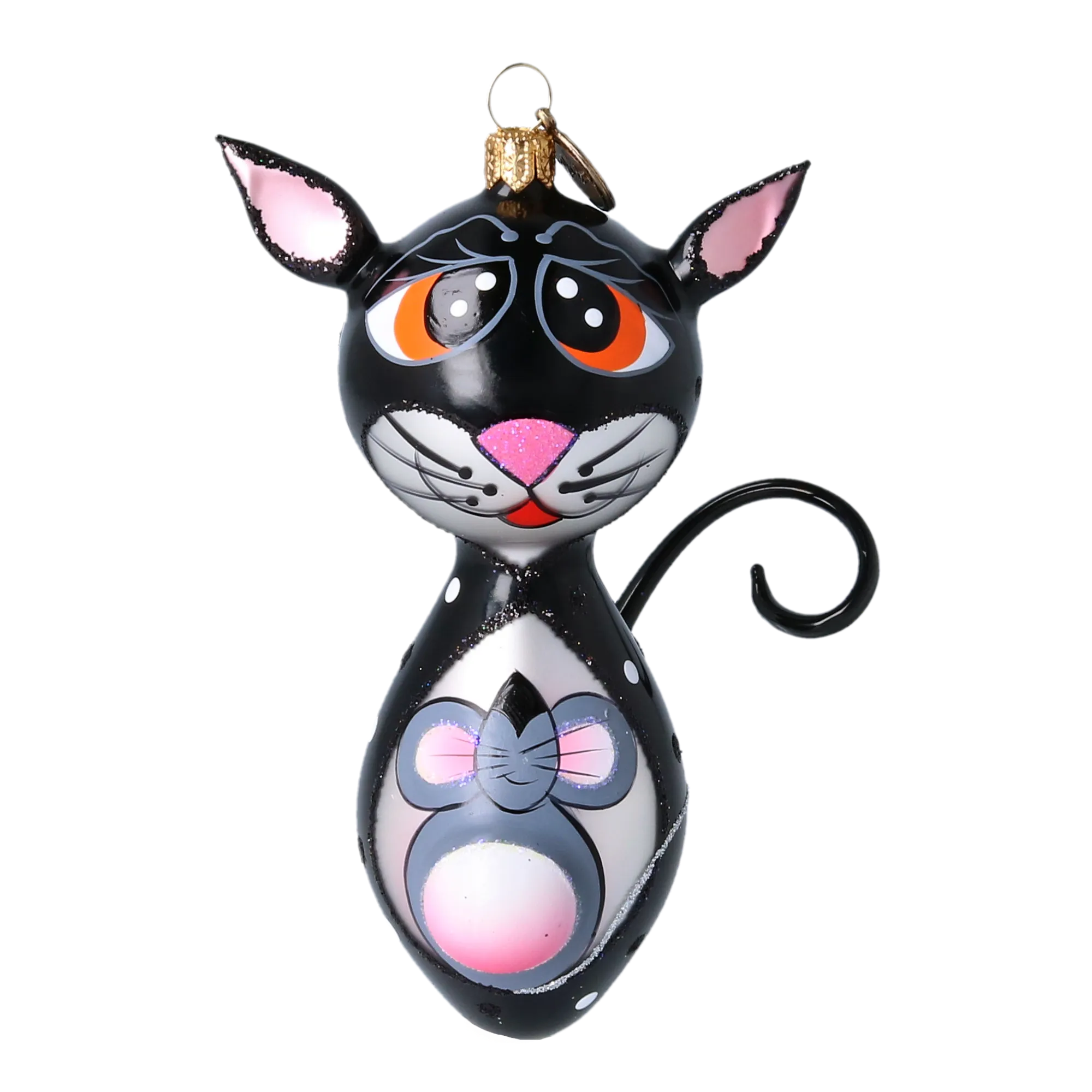 Midnight Cat and Mouse Premium christmas glass ornament 2022-471