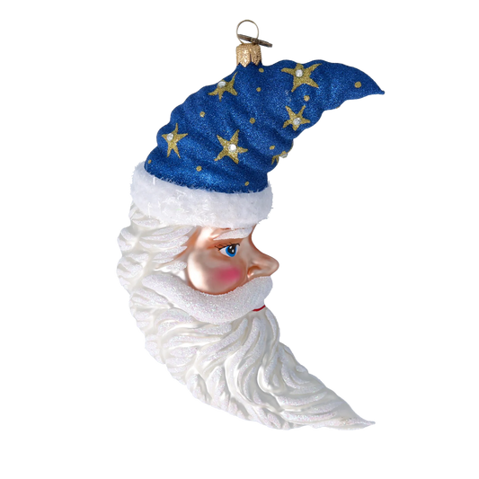 Magic Moon ornament. Handmade Glass Christmas ornament. 2022-477