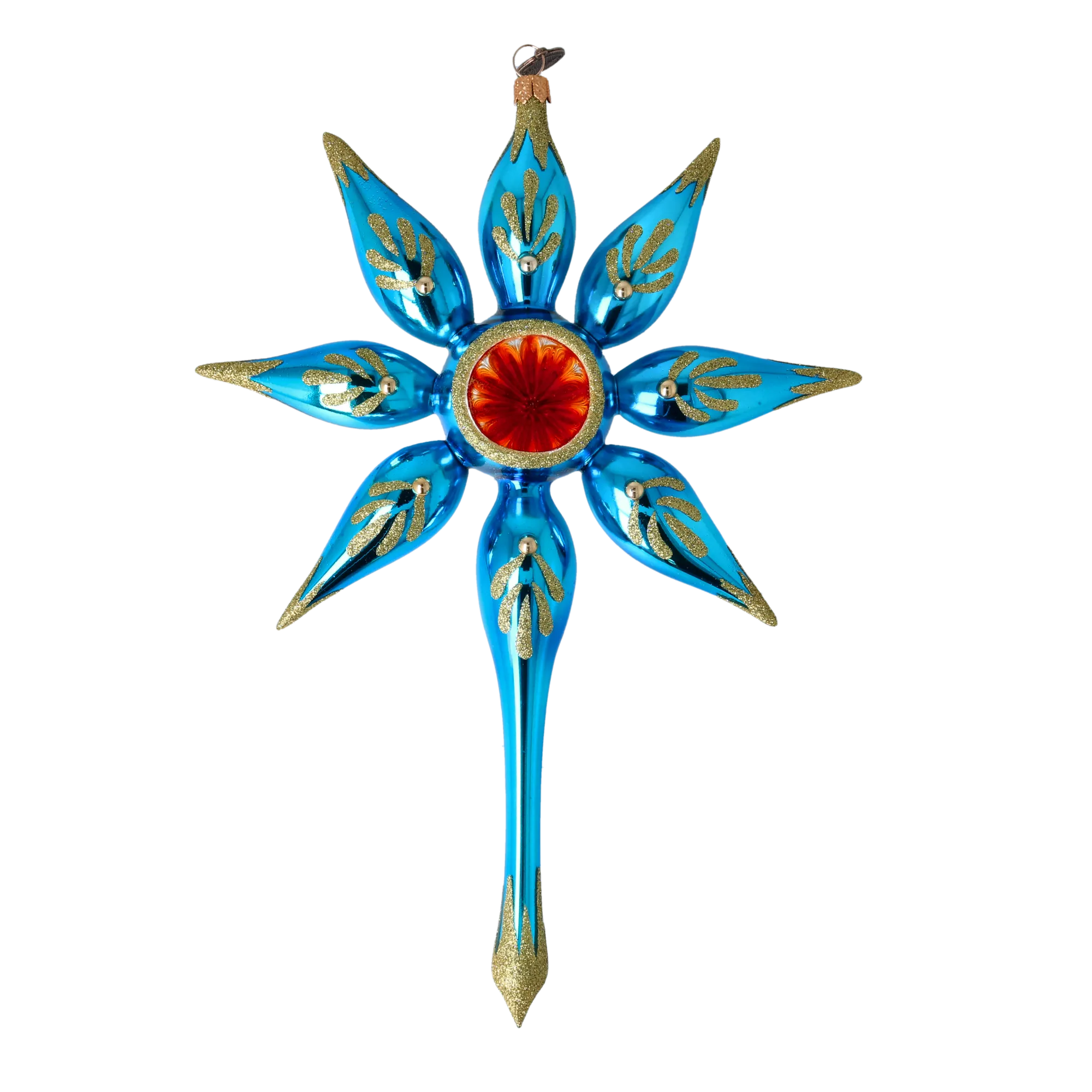 Blue Christmas Star. Handmade Glass Christmas ornament. 2022-481