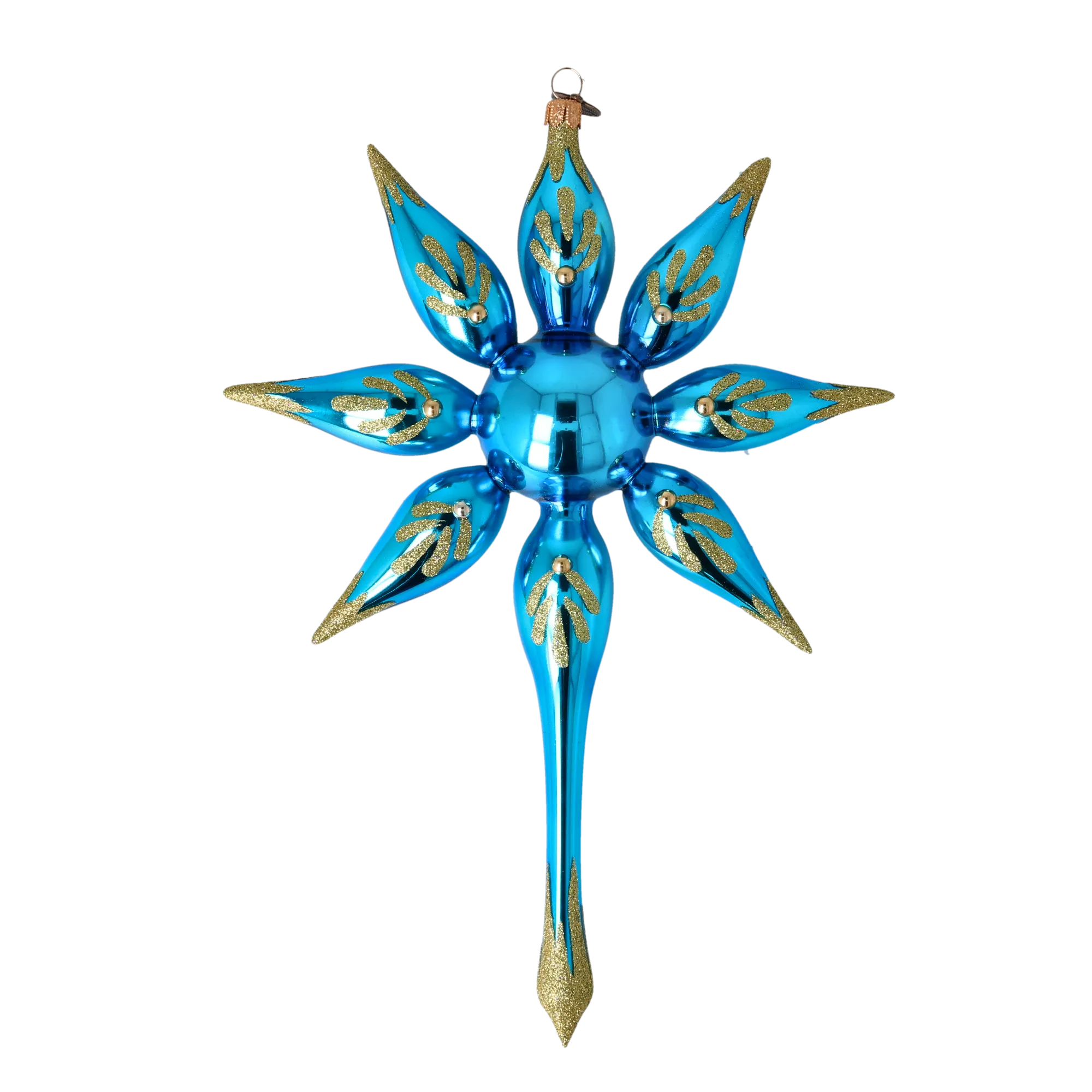 Blue Christmas Star. Handmade Glass Christmas ornament. 2022-481