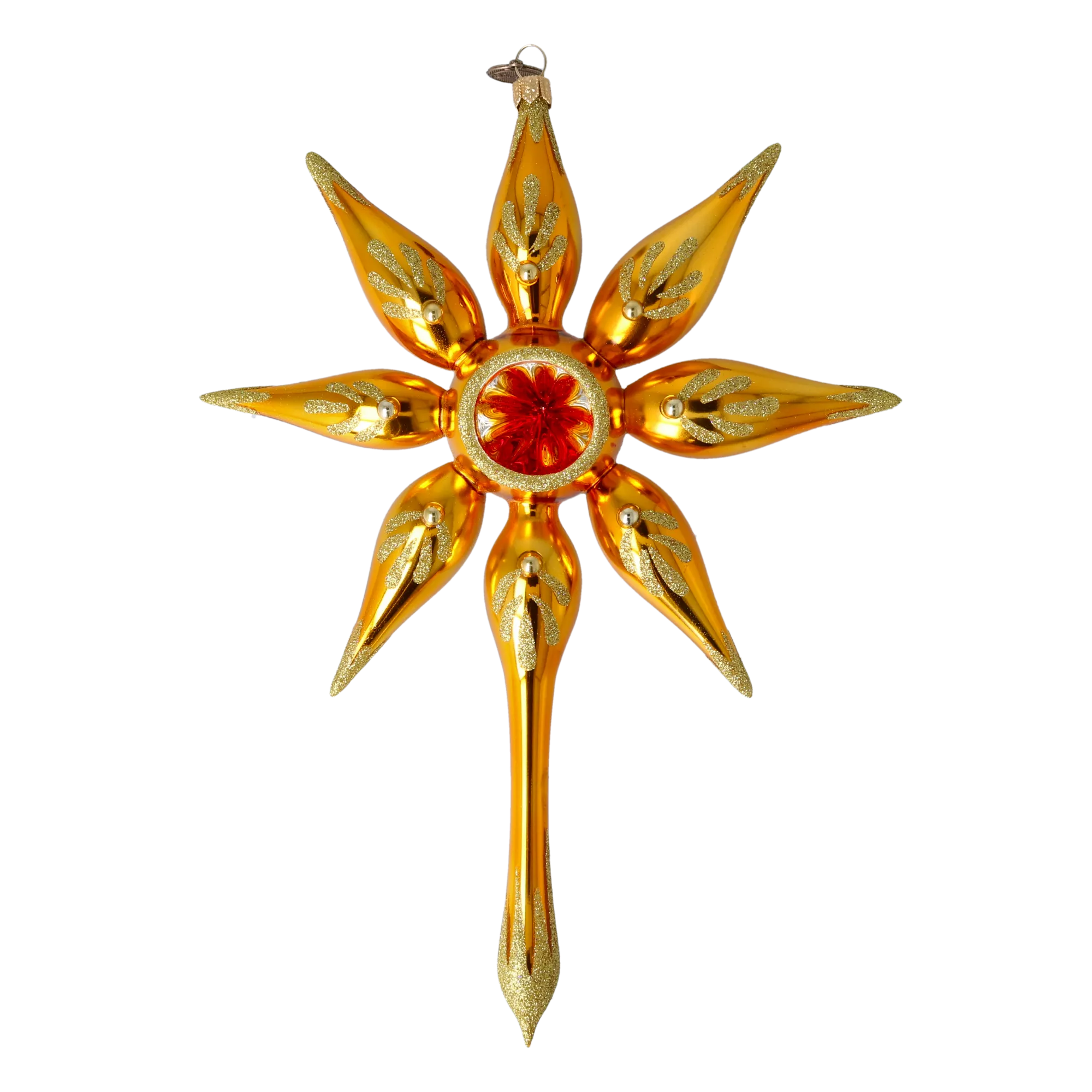 Christmas Golden Ray. Handmade Glass Christmas ornament. 2022-482