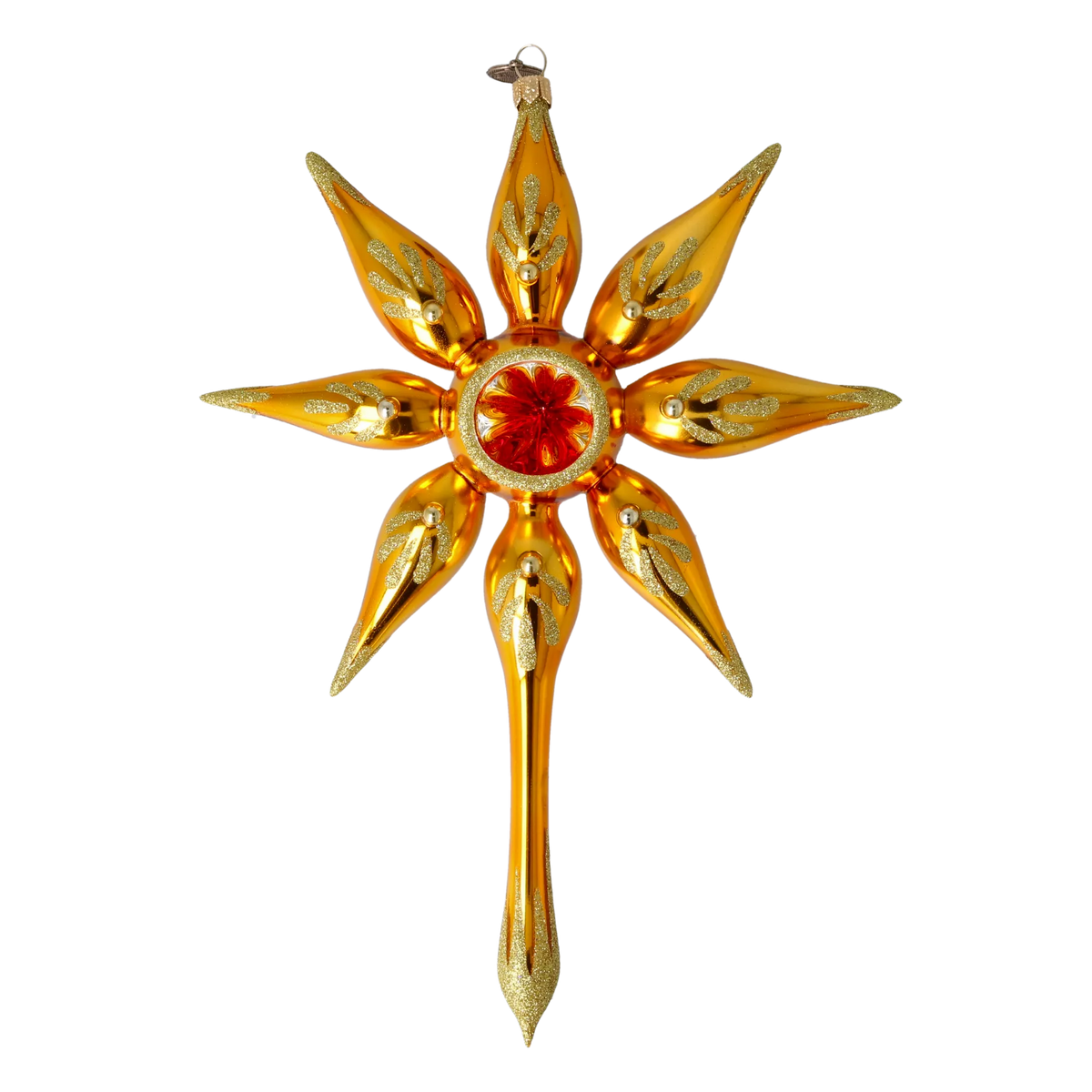 Gilded Zenith Radiance | Hand-Painted Glass Ornament | Blubom 2022-482