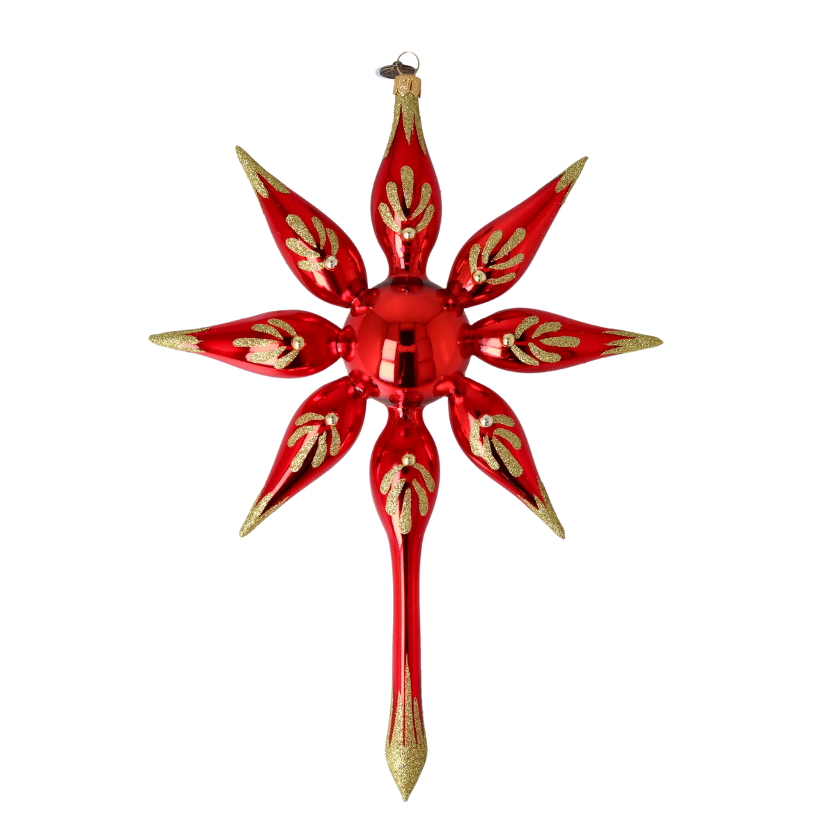 Gilded Crimson Zenith | Hand-Painted Glass Ornament | Blubom 2022-484