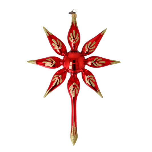 Star of Christmas Eve Night. Handmade Glass Christmas ornament. 2022-484