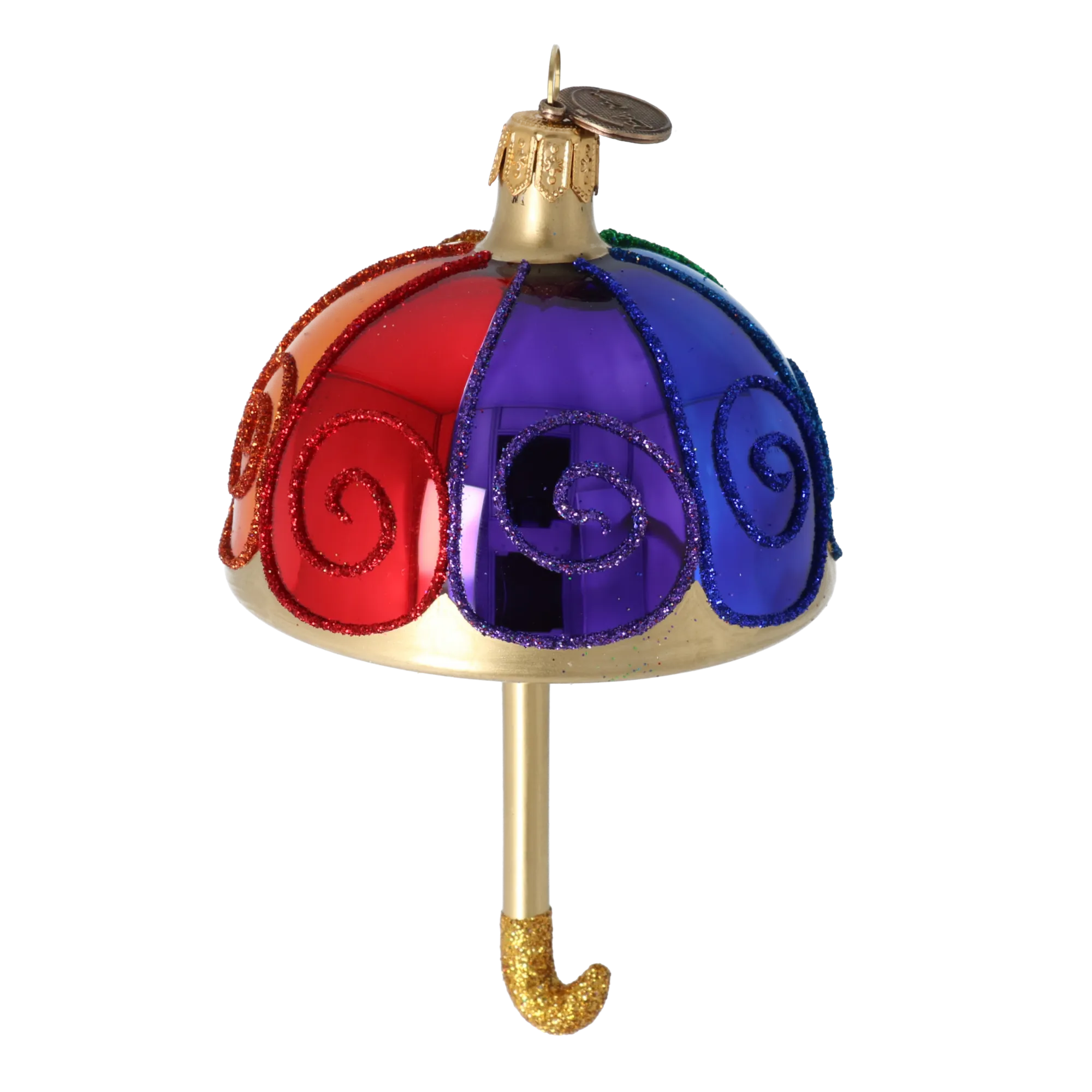 Rainbow Domed Umbrella with Gold Handle