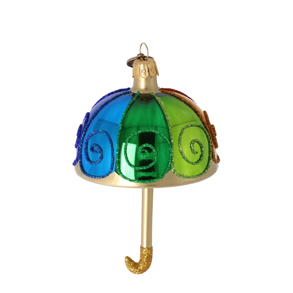 Vibrant Gilded Parasol | Hand-Painted Glass Ornament | Blubom 2022-486