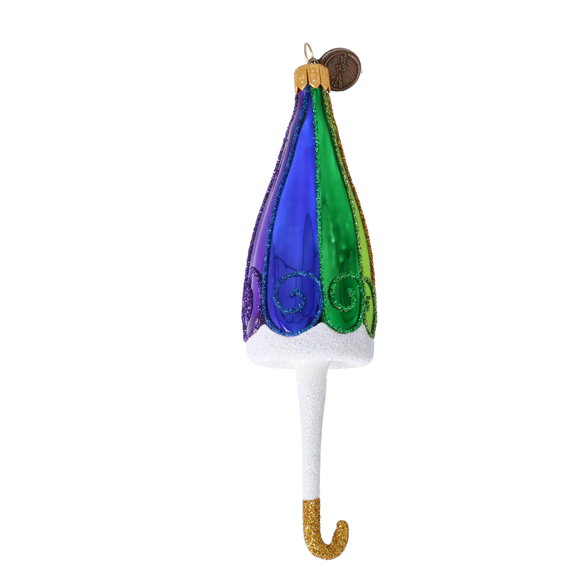 Sapphire and Emerald Parasol Premium christmas glass ornament 2022-491