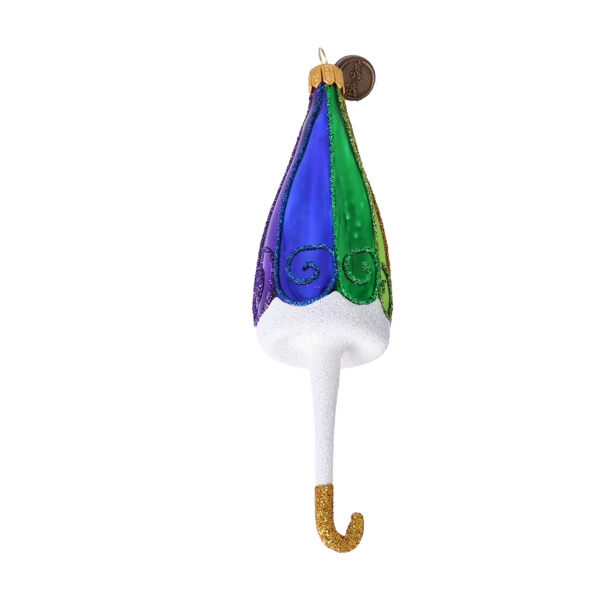 Sapphire and Emerald Parasol Premium christmas glass ornament 2022-491