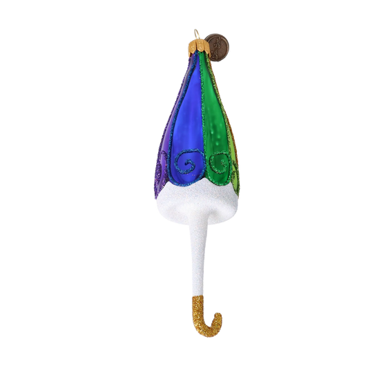 Sapphire and Emerald Parasol Premium christmas glass ornament 2022-491