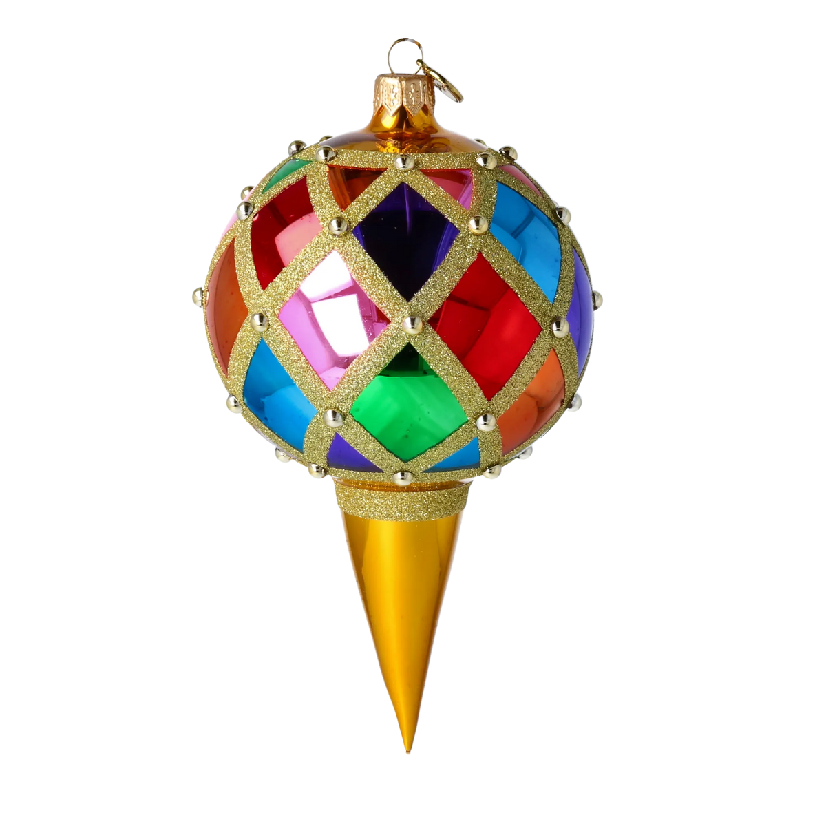 Gilded Jubilee | Hand-Painted Glass Ornament | Blubom 2022-498