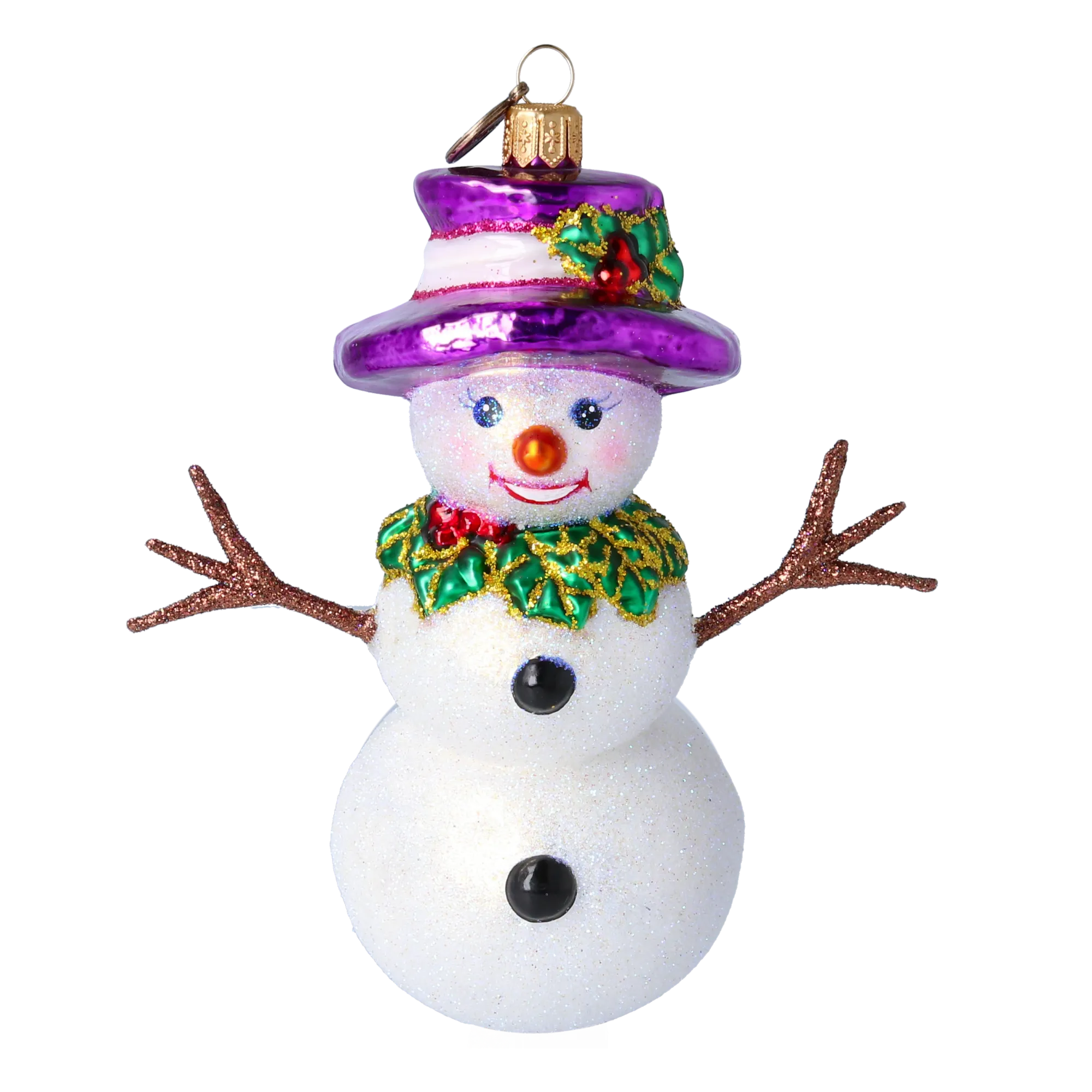 Violet Amethyst Snowman Premium christmas glass ornament 2022-499