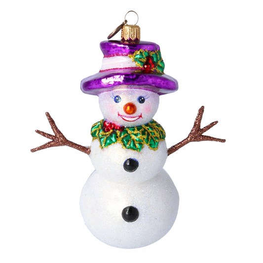 Violet Amethyst Snowman Premium christmas glass ornament 2022-499